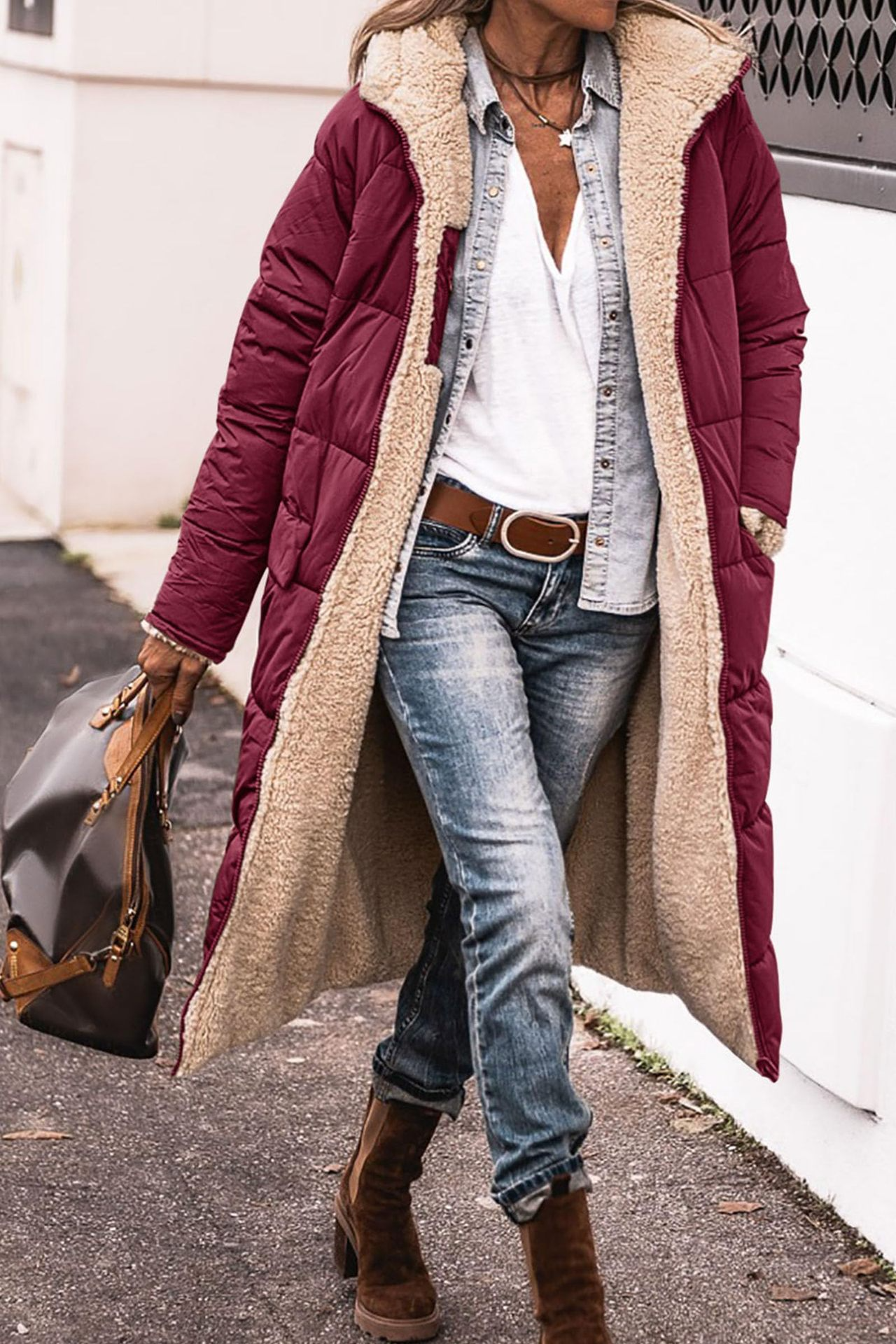 Johna – Palton Reversibil din Sherpa Luxe