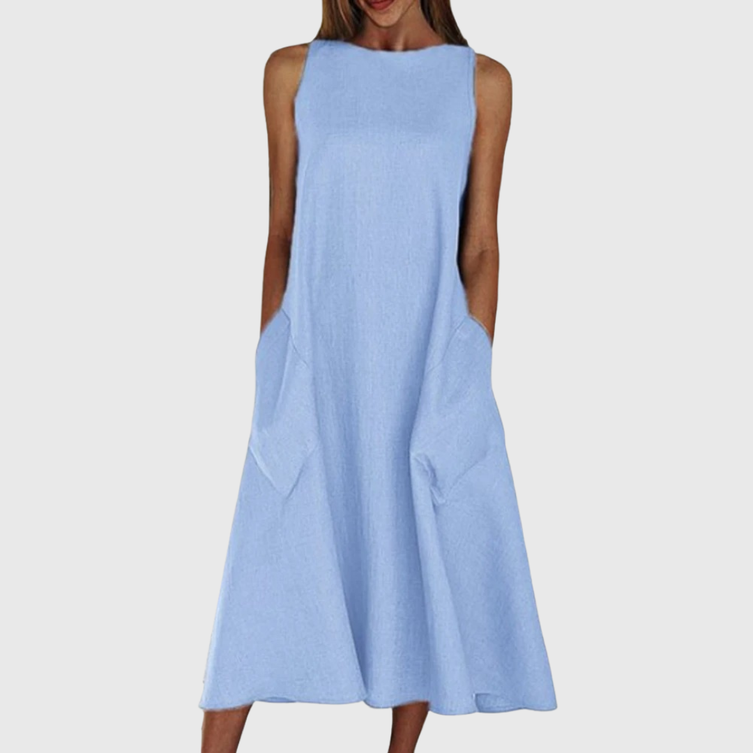 Sofia – Rochie de Vară Monocromă cu Eleganță Simplă