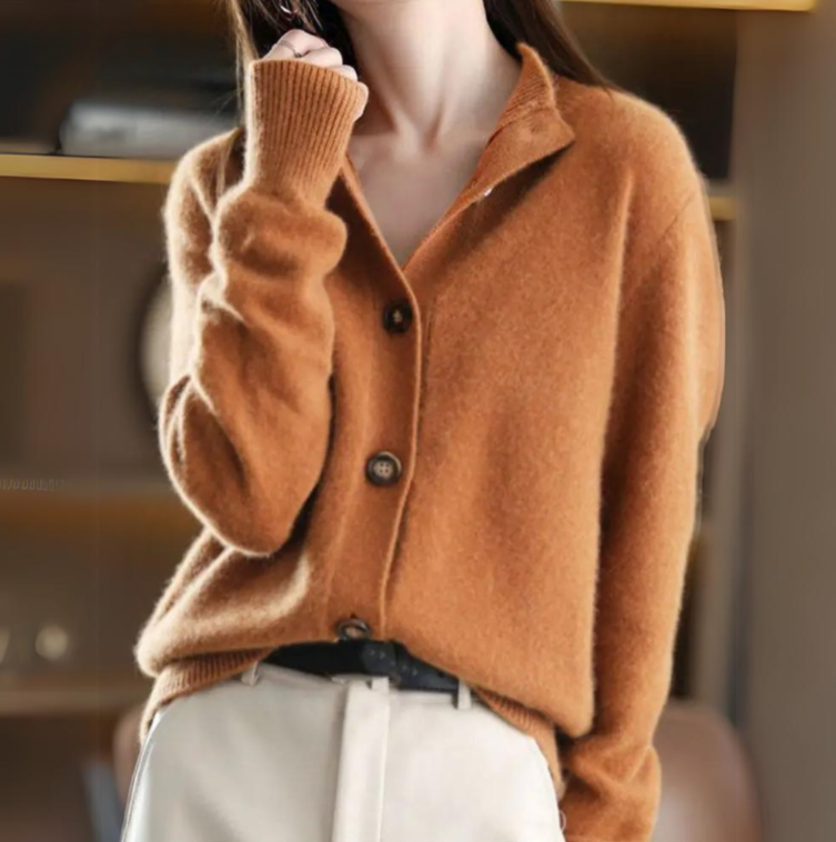 Neva™ - Cardigan elegant cu guler din lână delicată