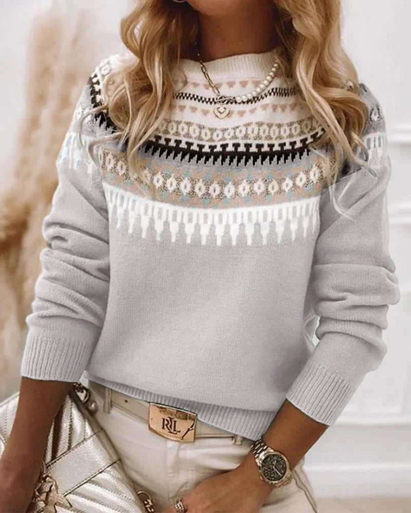 Lena™ - Pulover din bumbac cu design jacquard