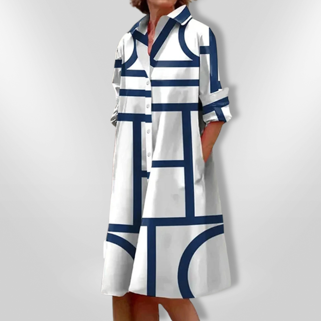 Helena | Rochie Midi cu Model Geometric