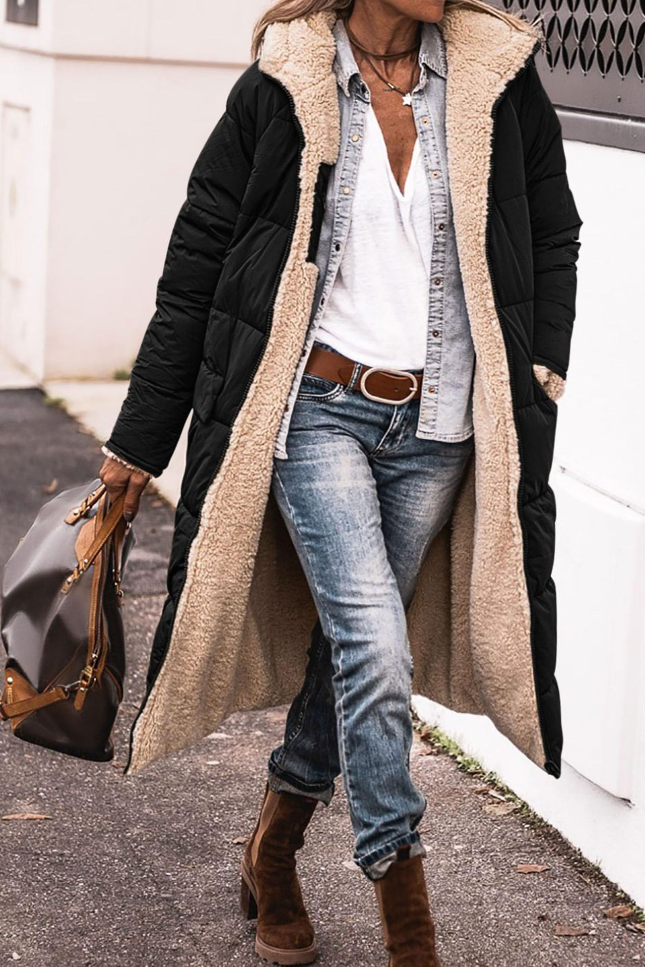 Johna – Palton Reversibil din Sherpa Luxe