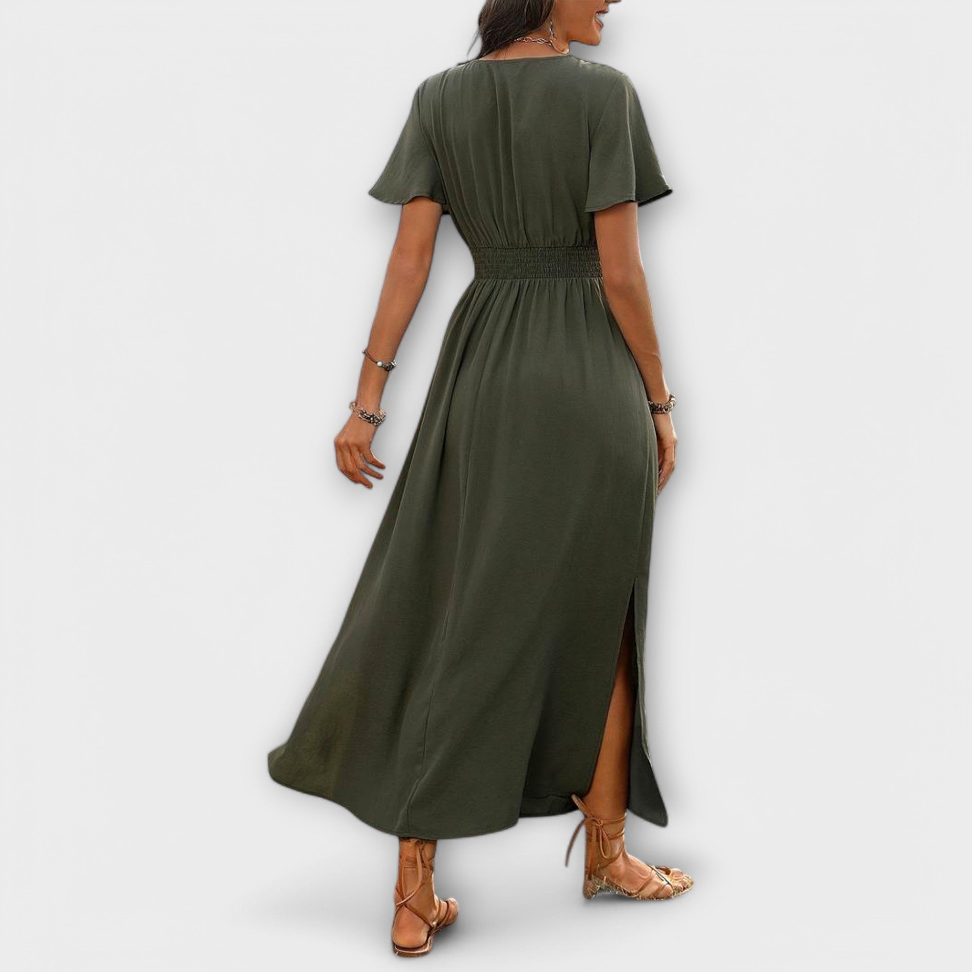 Heather - Rochie Boho elegantă cu decolteu în V și mâneci lungi