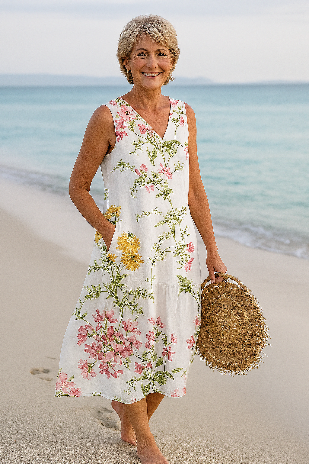 Sofia – Rochie de Vară fără Mâneci cu Flori