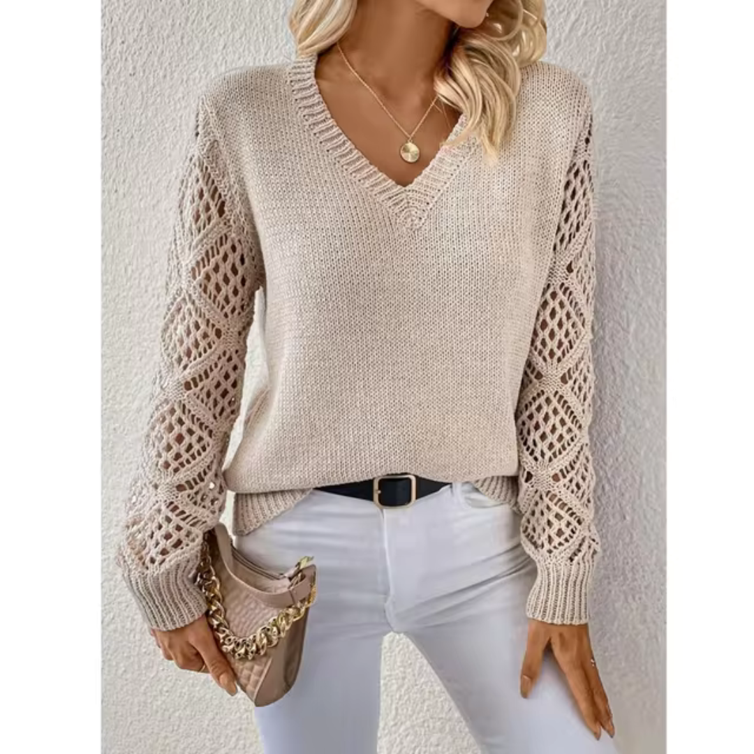 Eloïse™ | Pulover Relaxat cu Guler în V din Tricot