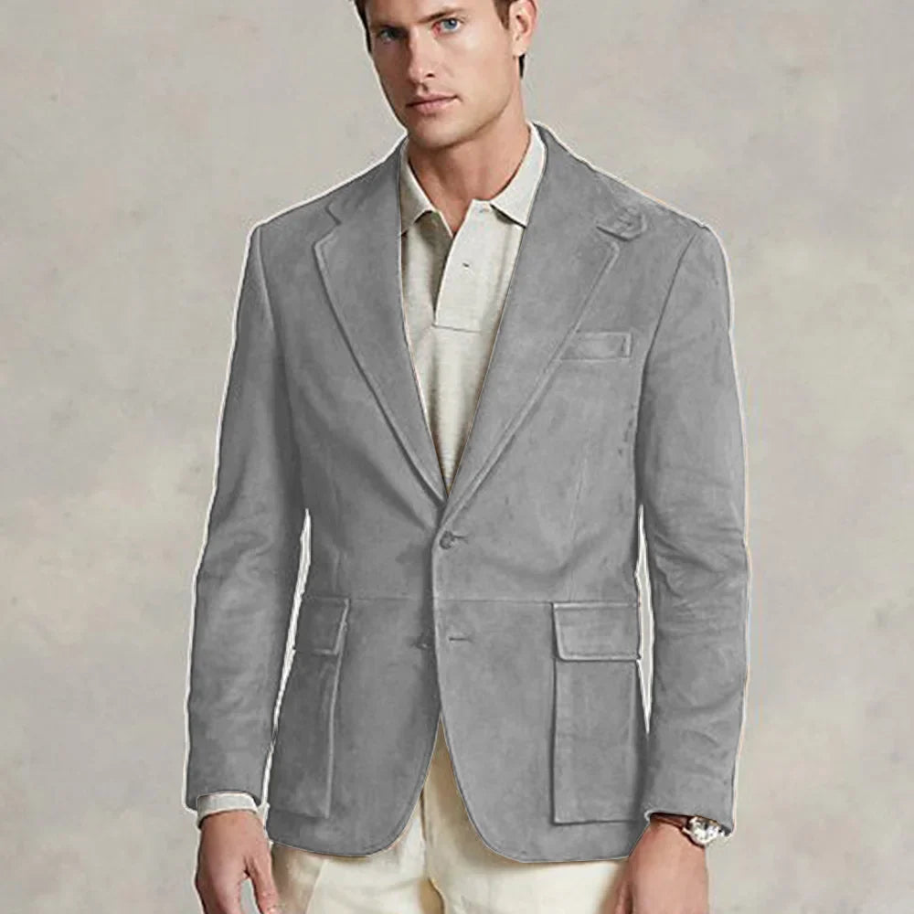 Marc - Blazer din daim casual, confort optim pentru deplasările dvs., design slim trendy, cea mai bine vândută 2023.