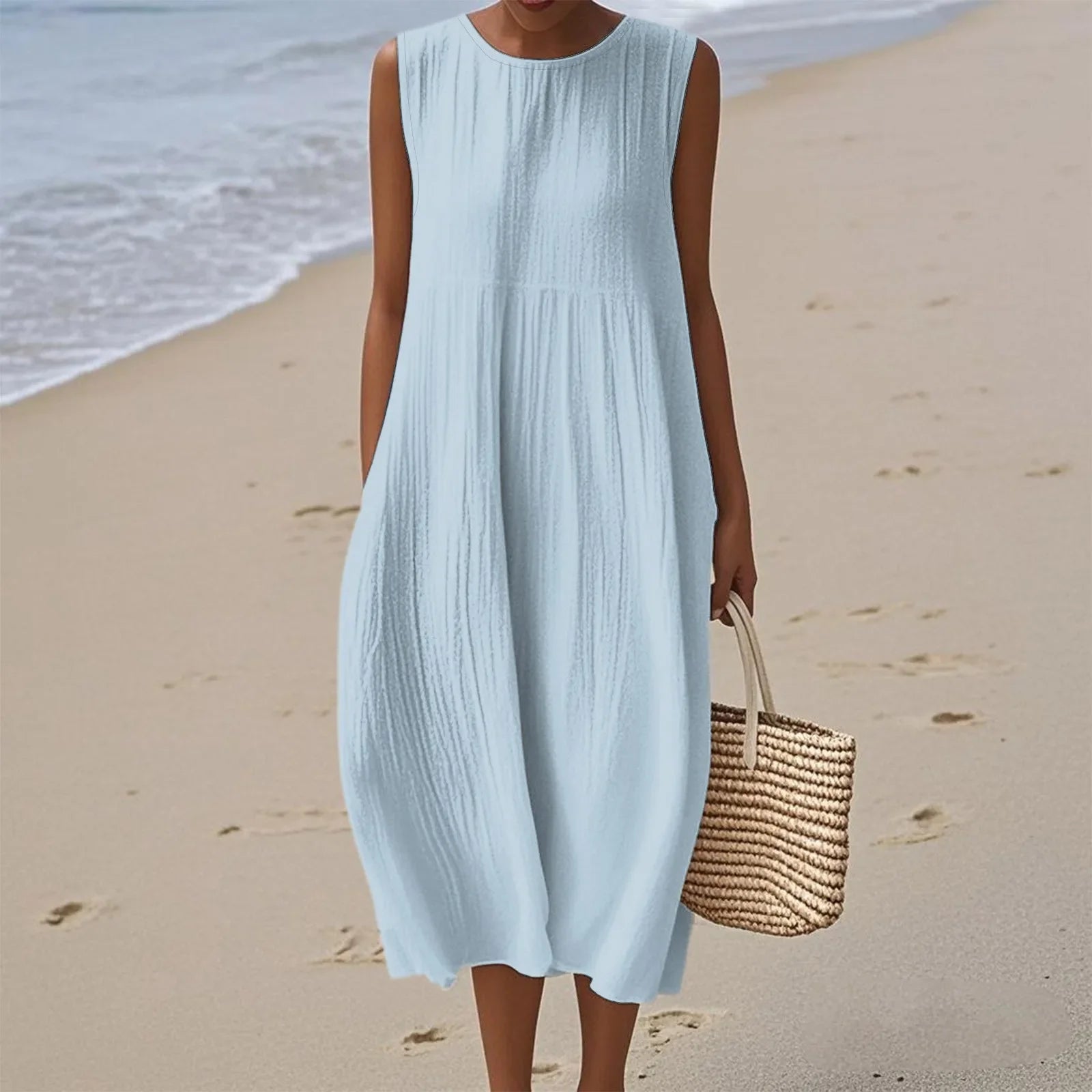 Sienna | Rochie Midi Fără Mâneci pentru un Stil Estival Fără Efort
