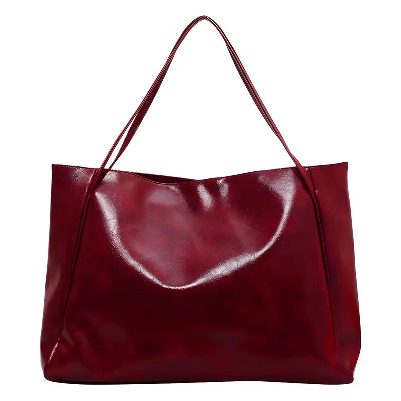 lisa™ – geantă tote maro spațioasă din material cu aspect de piele