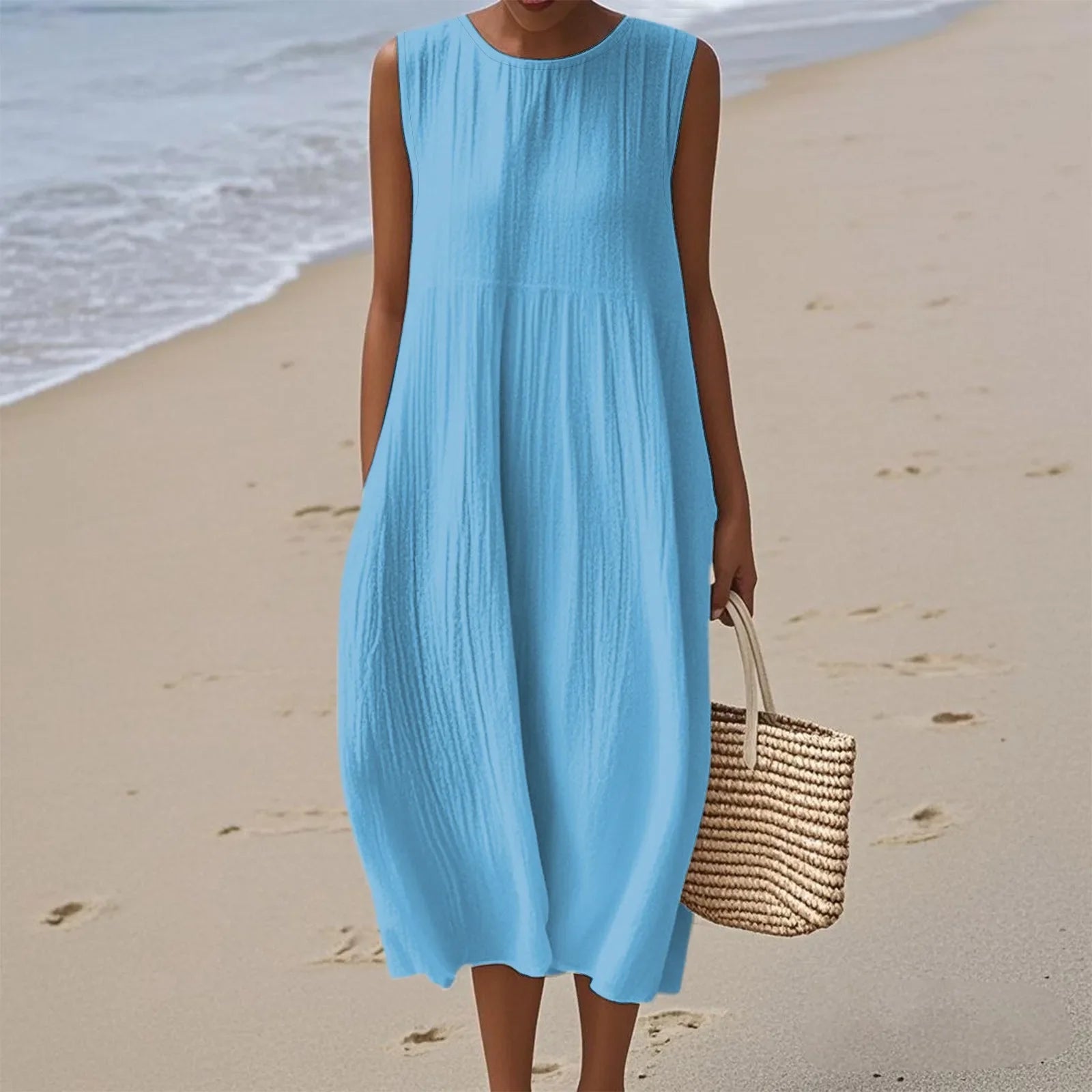 Sienna | Rochie Midi Fără Mâneci pentru un Stil Estival Fără Efort