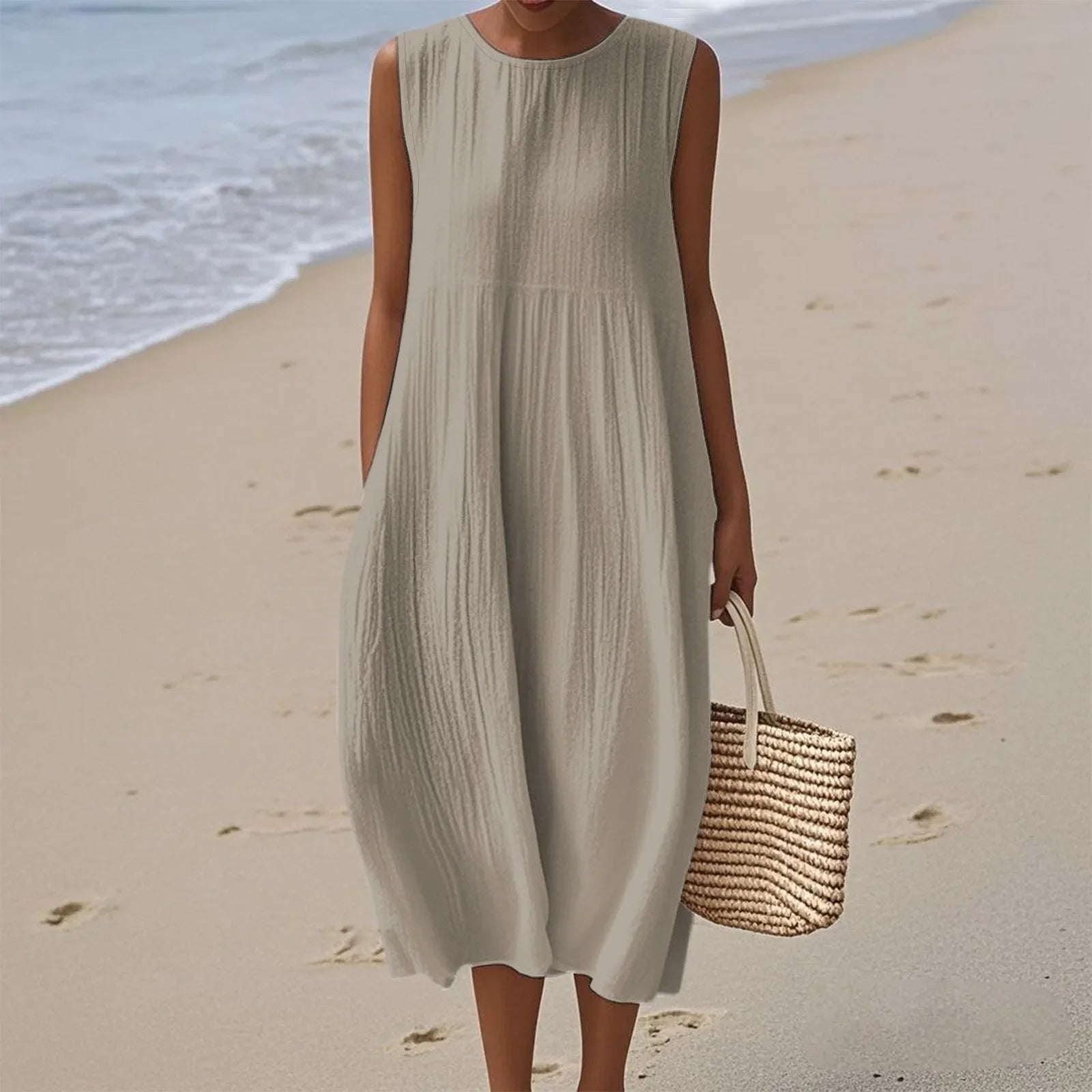 Sienna | Rochie Midi Fără Mâneci pentru un Stil Estival Fără Efort