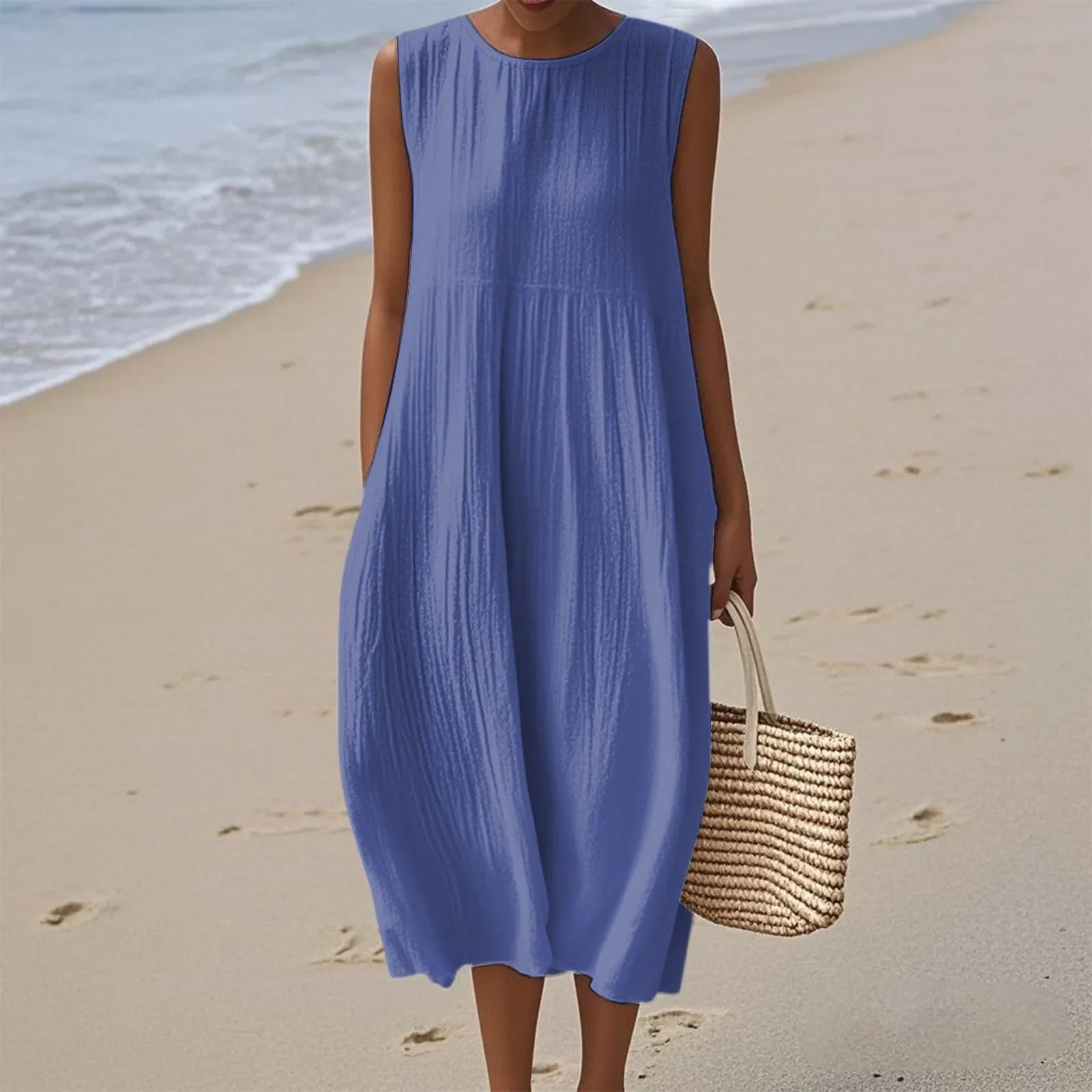 Sienna | Rochie Midi Fără Mâneci pentru un Stil Estival Fără Efort