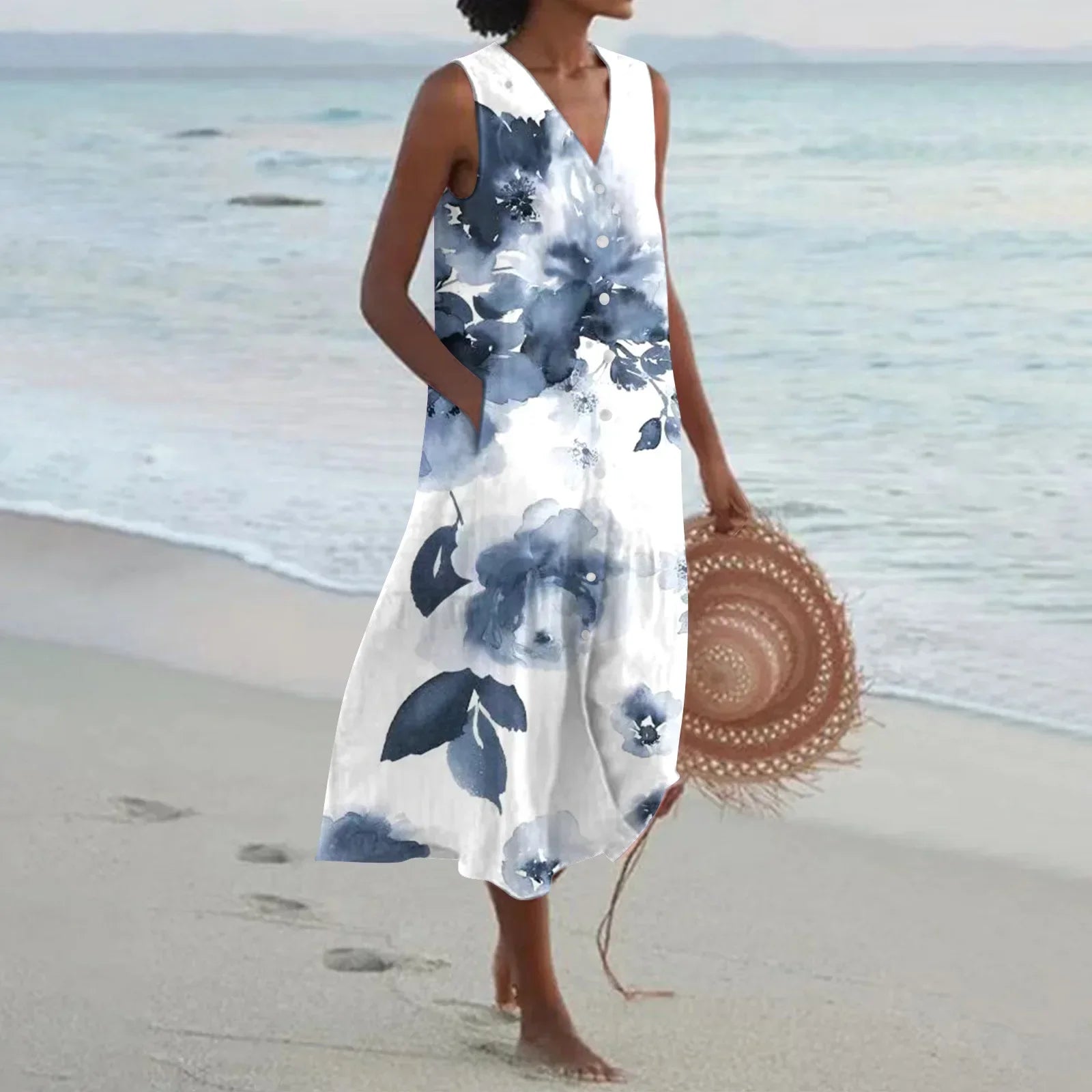 Giulia | Rochie Lungă de Vară cu Imprimeu Floral și Croială Evazată