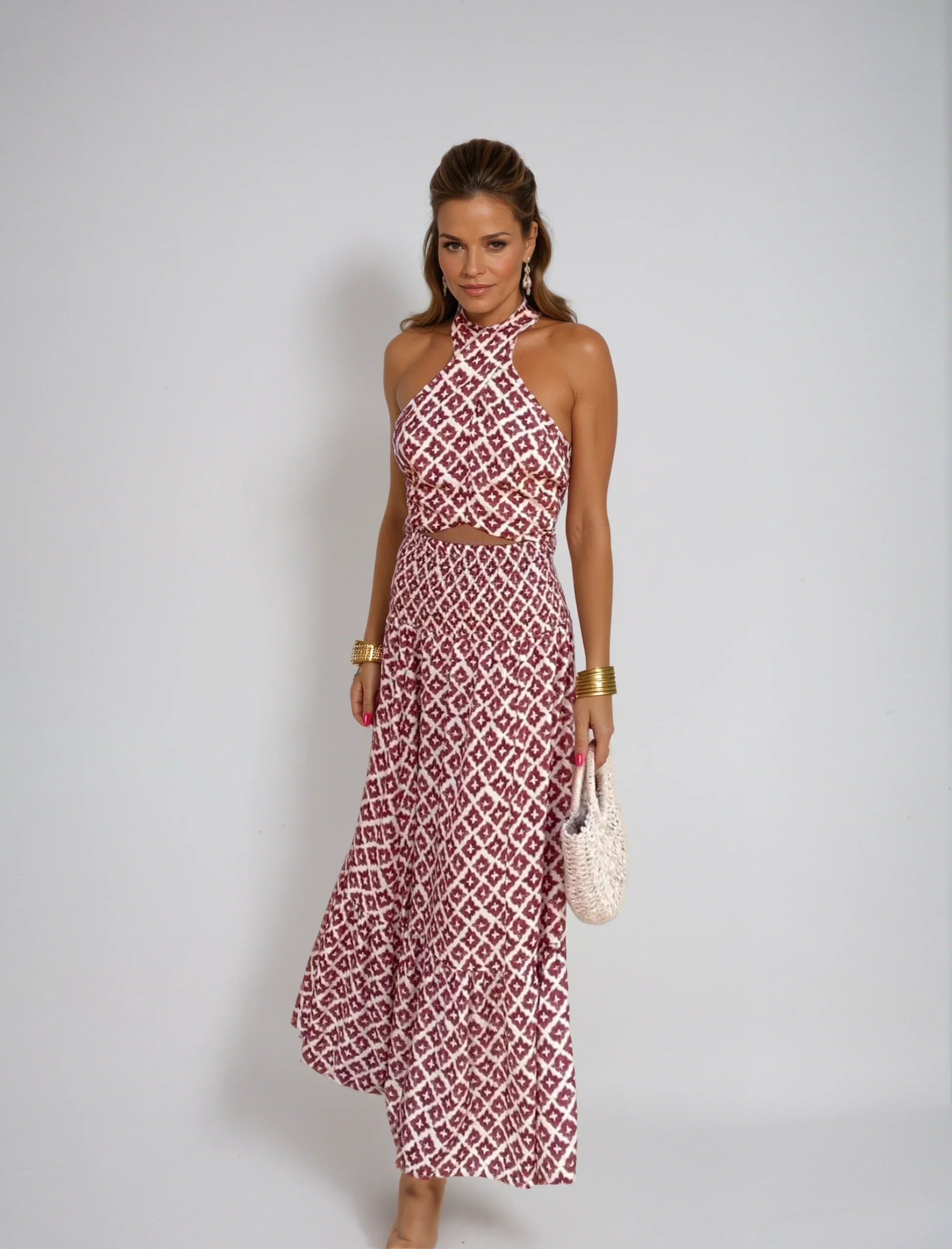 Mickay - Rochie Midi Elegantă, Croită cu Umeri Decupați