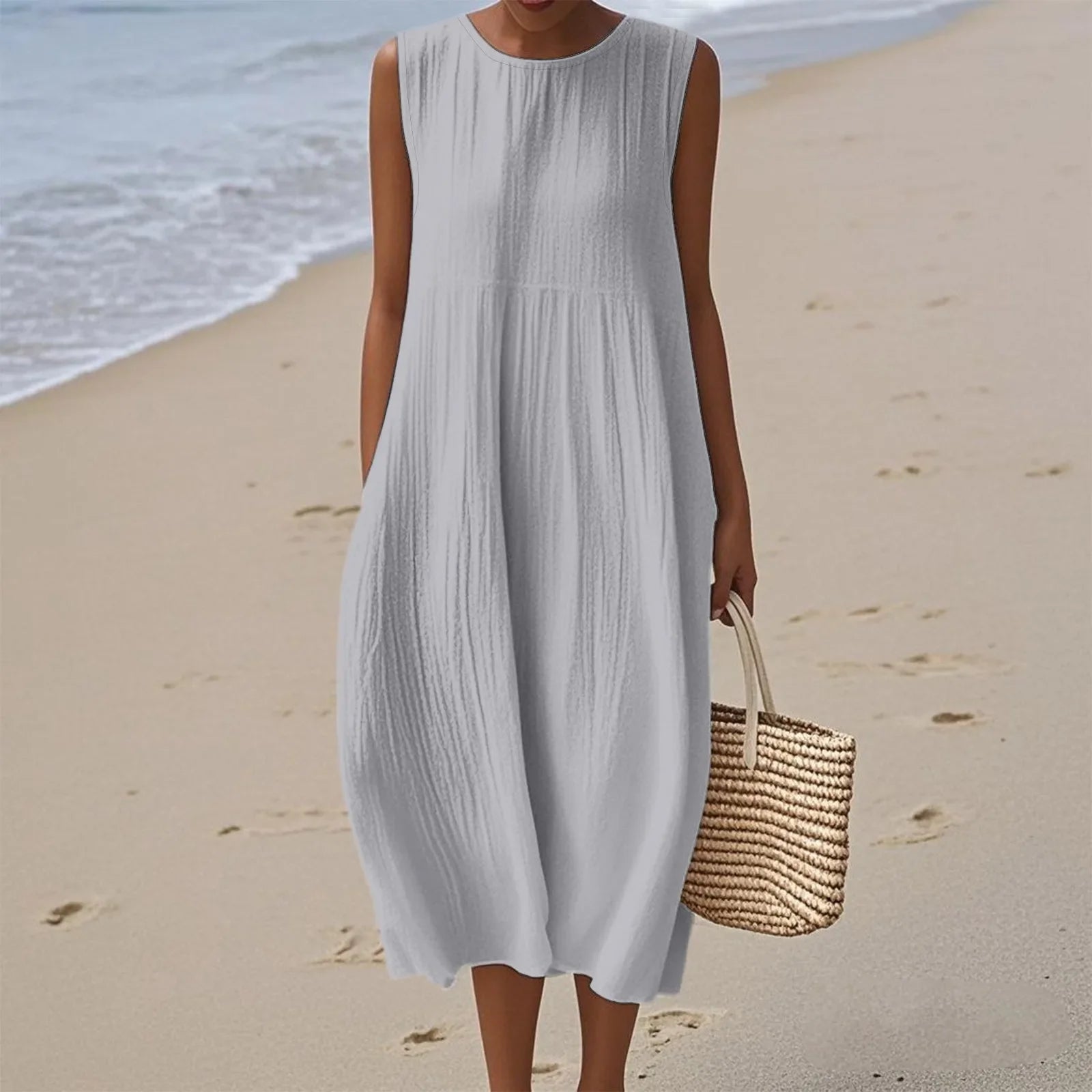 Sienna | Rochie Midi Fără Mâneci pentru un Stil Estival Fără Efort