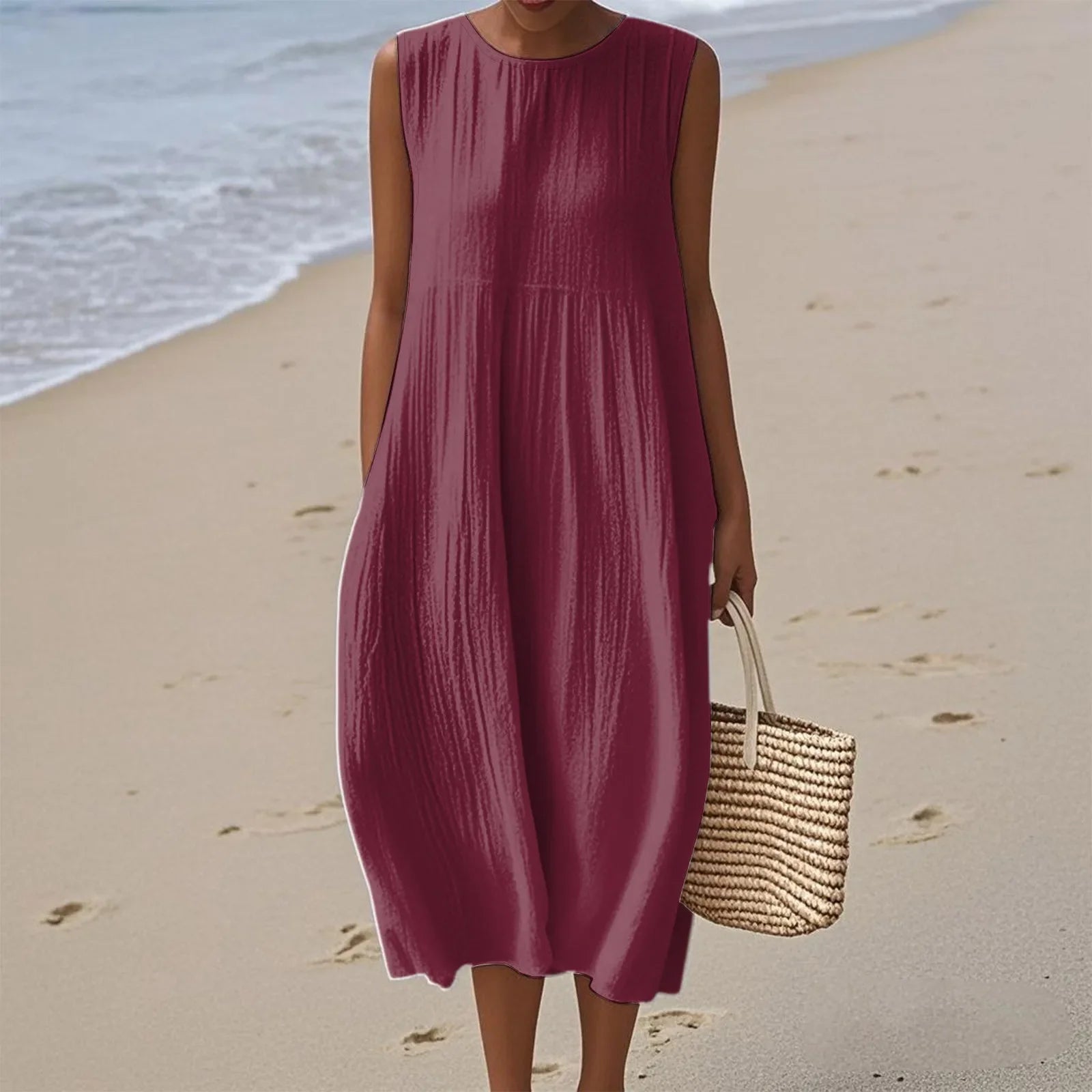Sienna | Rochie Midi Fără Mâneci pentru un Stil Estival Fără Efort