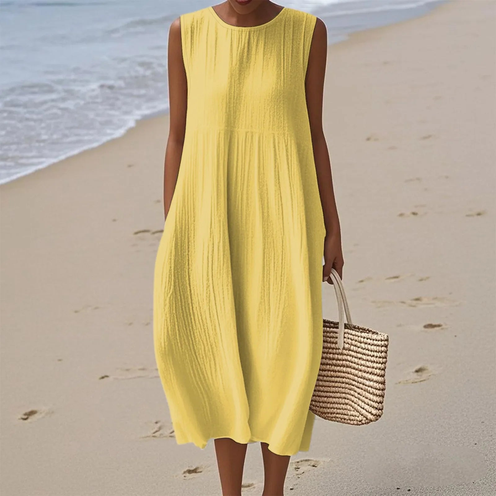 Sienna | Rochie Midi Fără Mâneci pentru un Stil Estival Fără Efort
