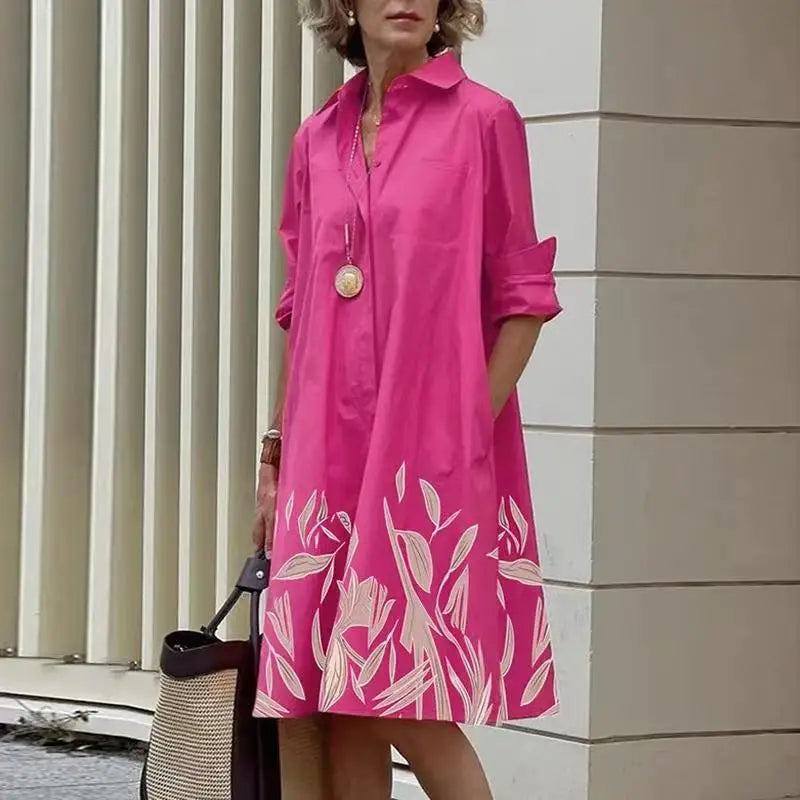 Clara | Rochie Midi Retro cu Guler și Linie A Elegantă