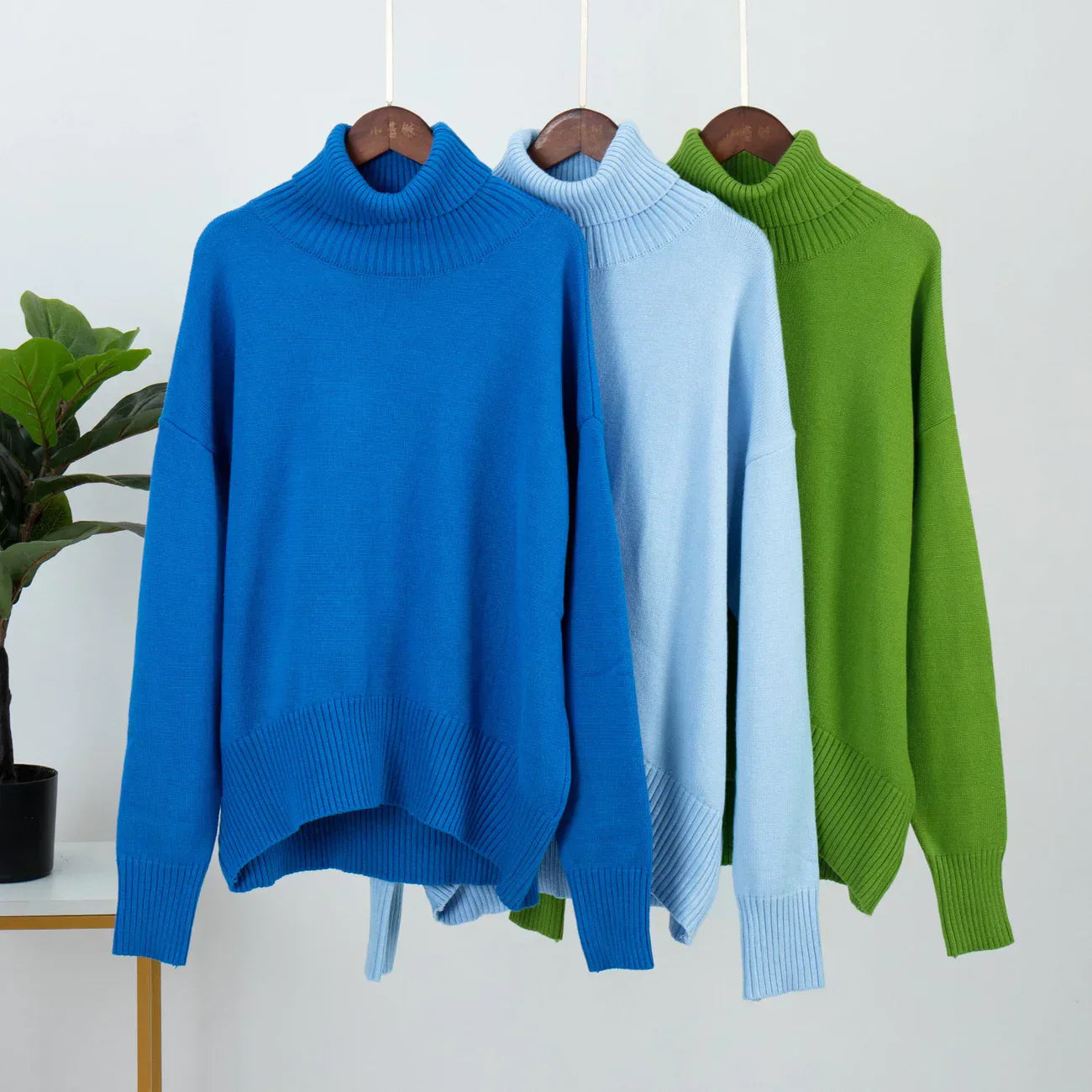Pulover Amélie Cu Guler Rulou Oversize Din Bumbac