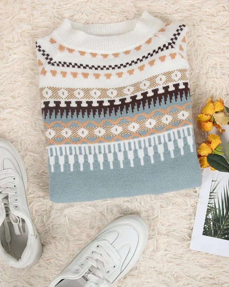 Lena™ - Pulover din bumbac cu design jacquard