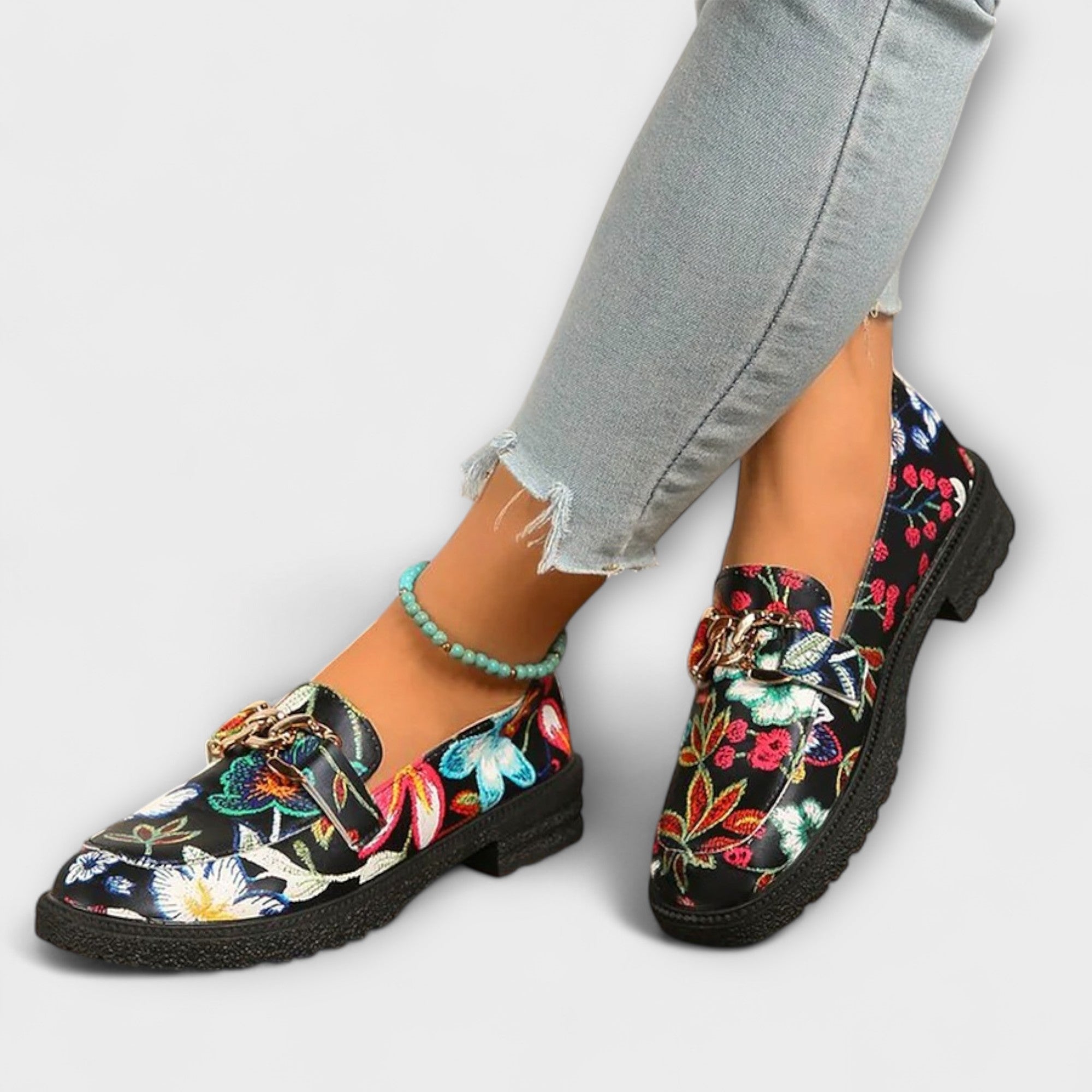 Savrani™ | Mocasini Multicolore cu Motiv Floral