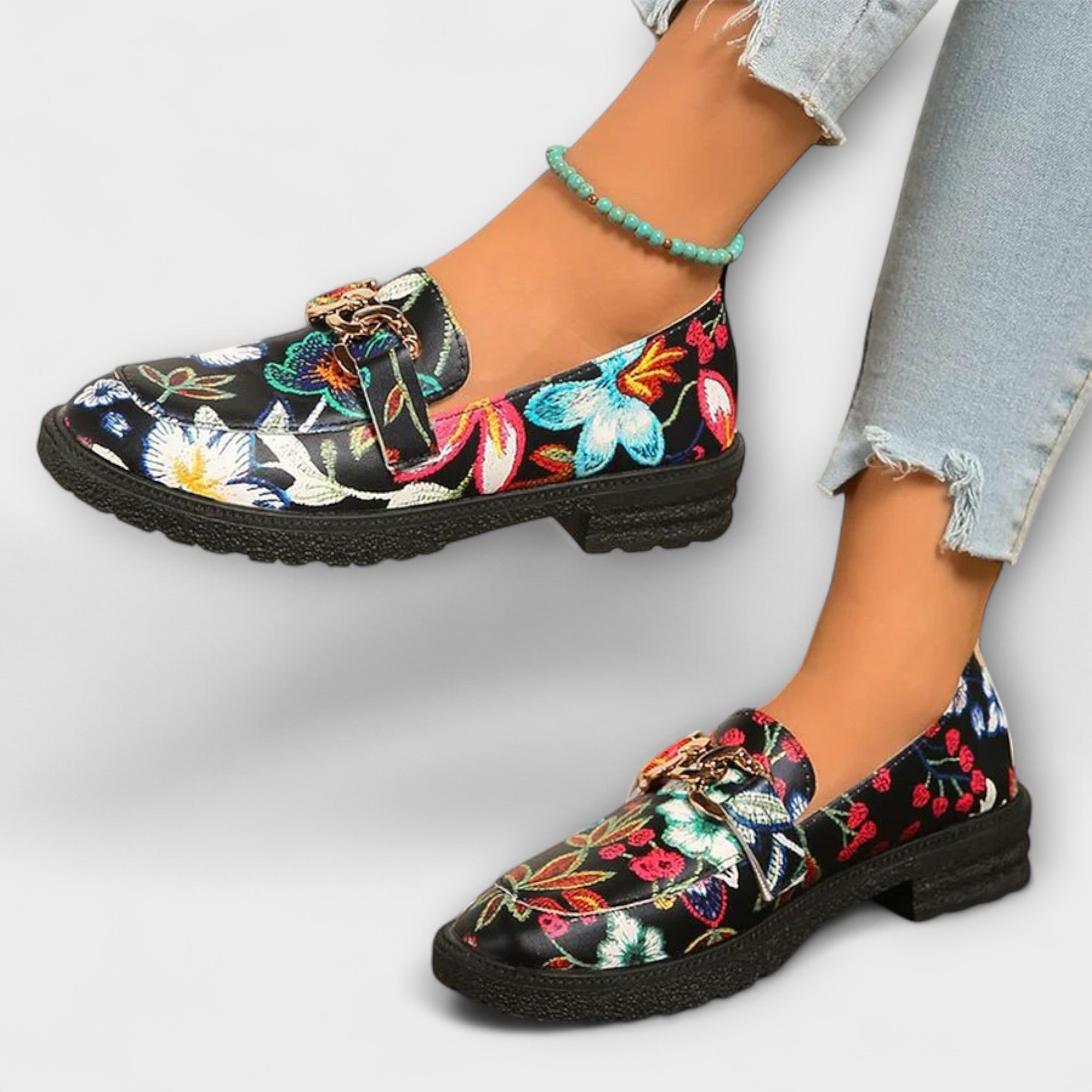 Savrani™ | Mocasini Multicolore cu Motiv Floral