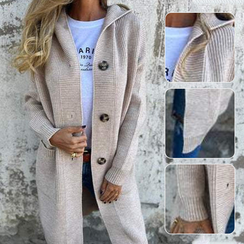 Mariella™ - Cardigan lung cu glugă din bumbac premium