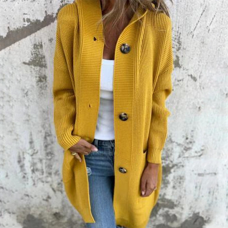 Mariella™ - Cardigan lung cu glugă din bumbac premium