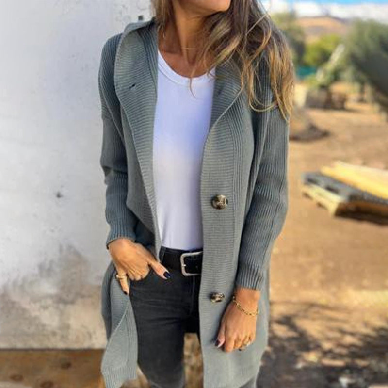 Mariella™ - Cardigan lung cu glugă din bumbac premium