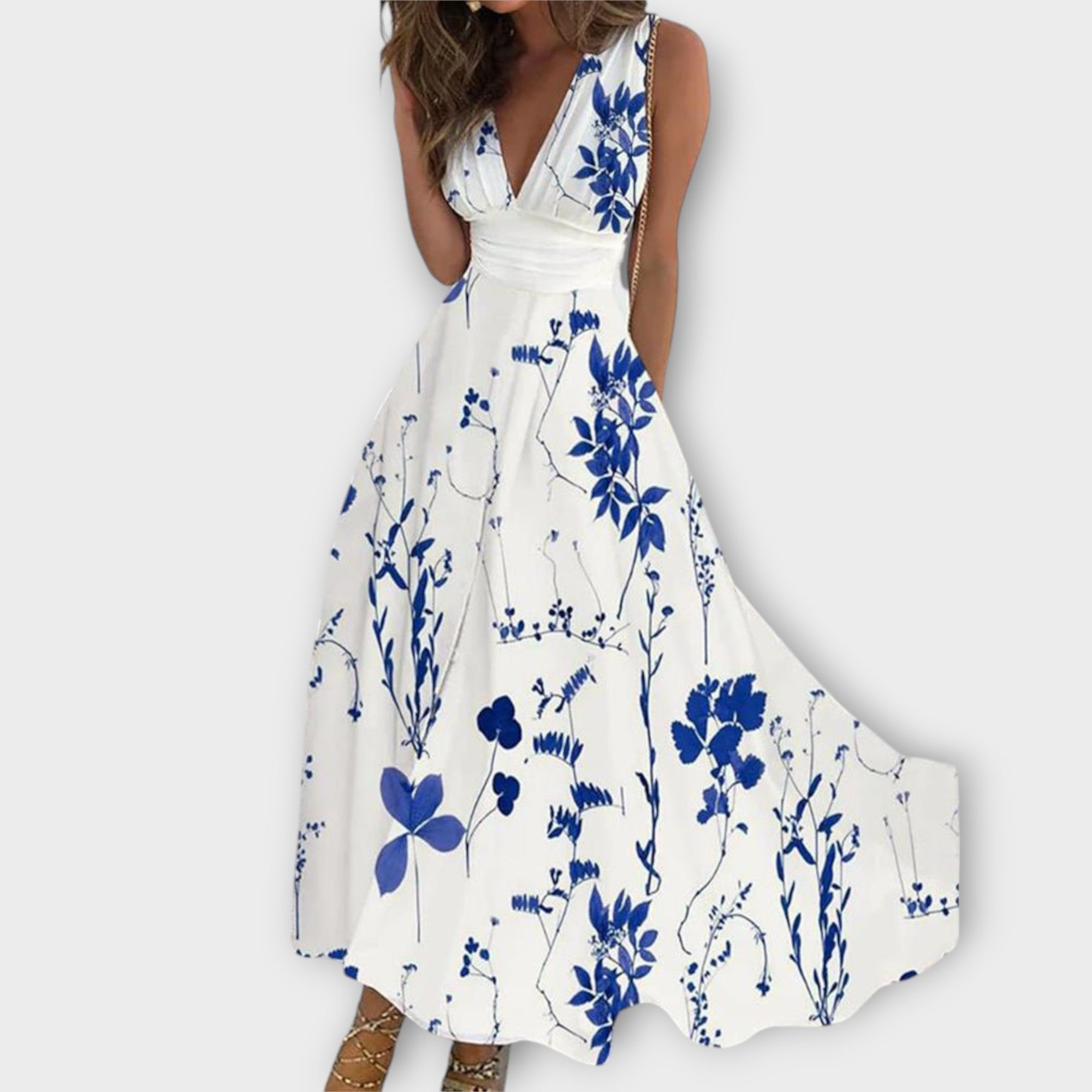 Romy - Rochie Floral cu Decolteu în V