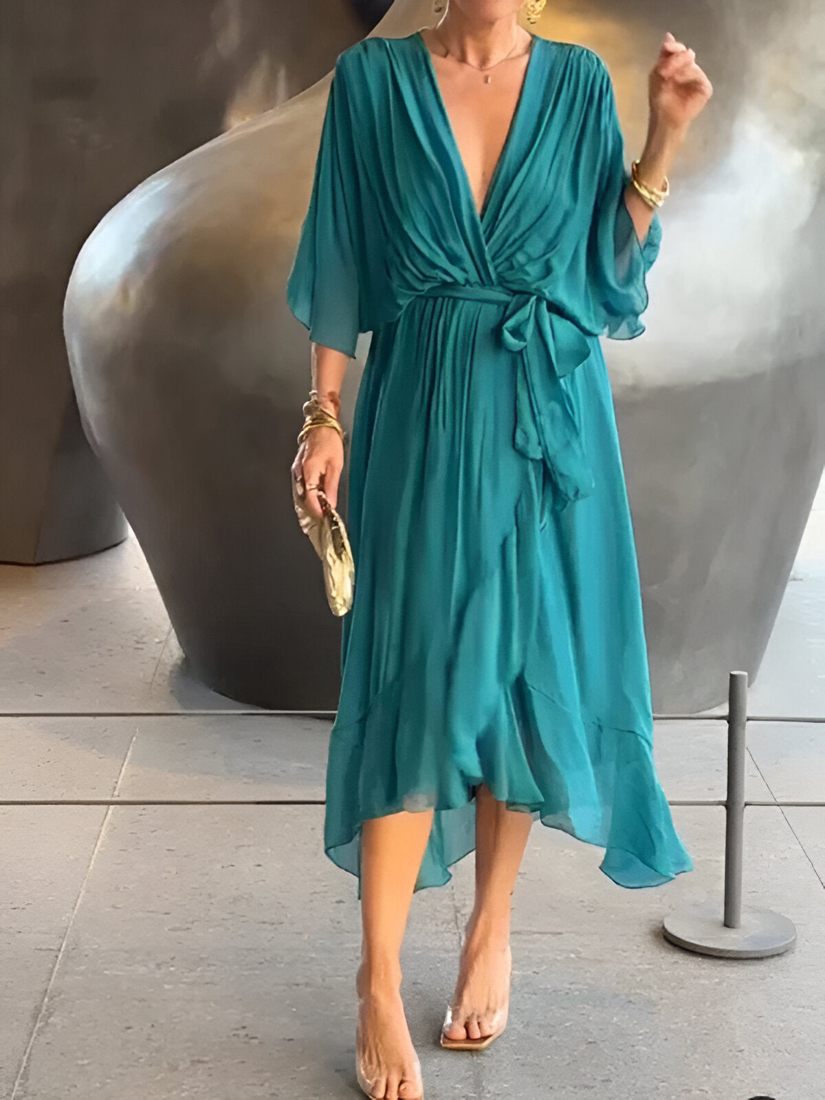 Monica™ | Rochie Chiffon cu decolteu în V