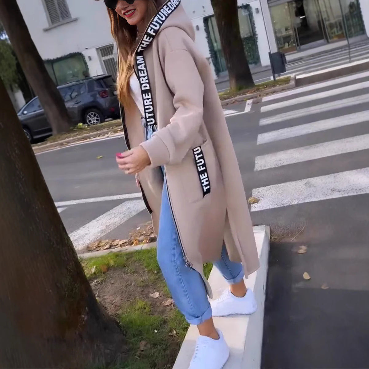 LOUISA | Palton Casual Lung pentru Femei cu Design Deschis