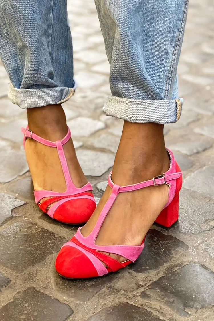 Rosa™ | Pantofi cu toc cu imprimeu vibrant multicolor