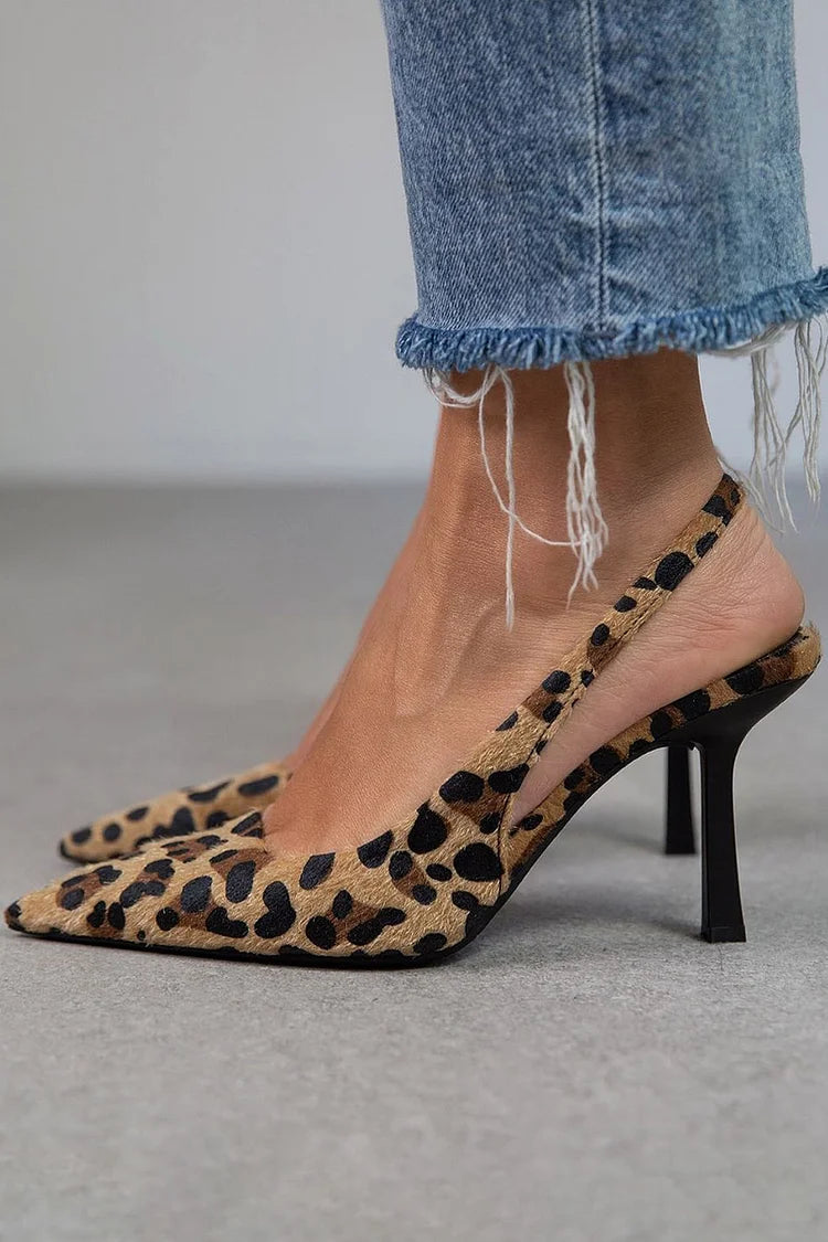 Élodie™ | Pantofi cu toc cu imprimeu leopard