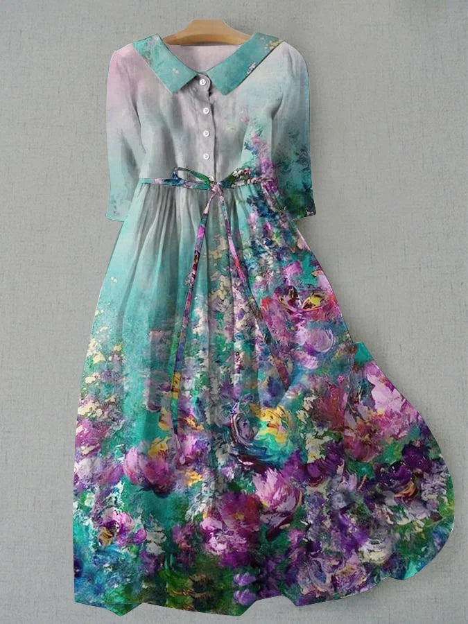 Tessa - Rochie florală cu șnur în talie pentru femei