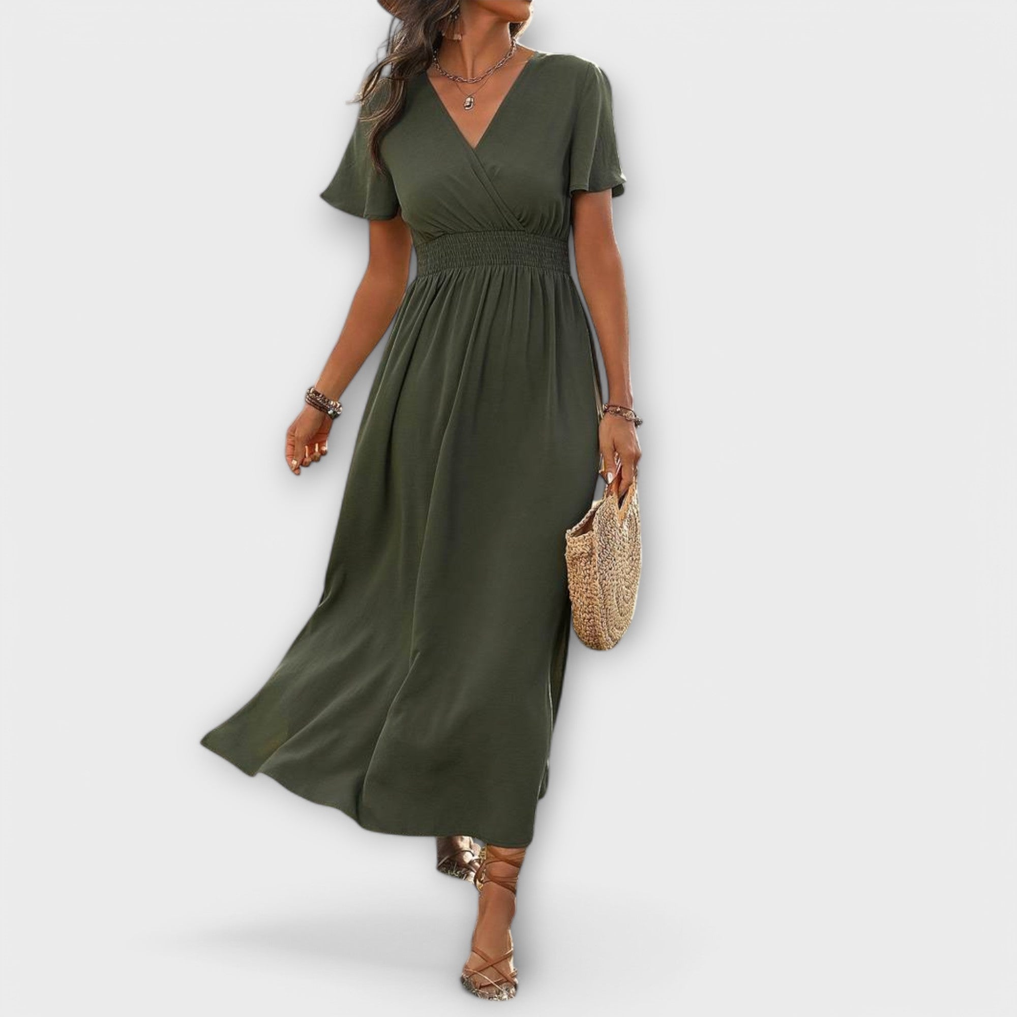 Heather - Rochie Boho elegantă cu decolteu în V și mâneci lungi