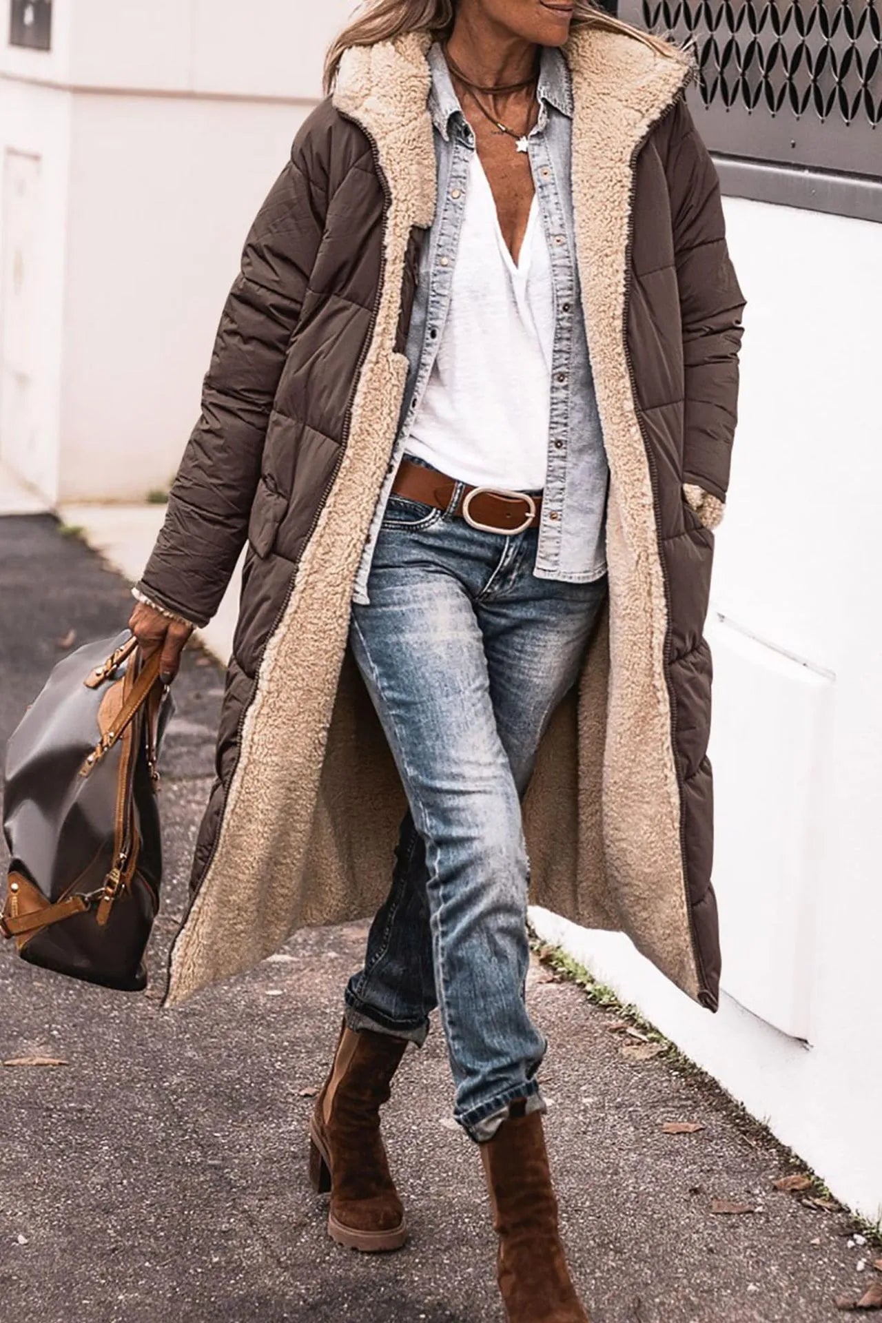 Johna – Palton Reversibil din Sherpa Luxe