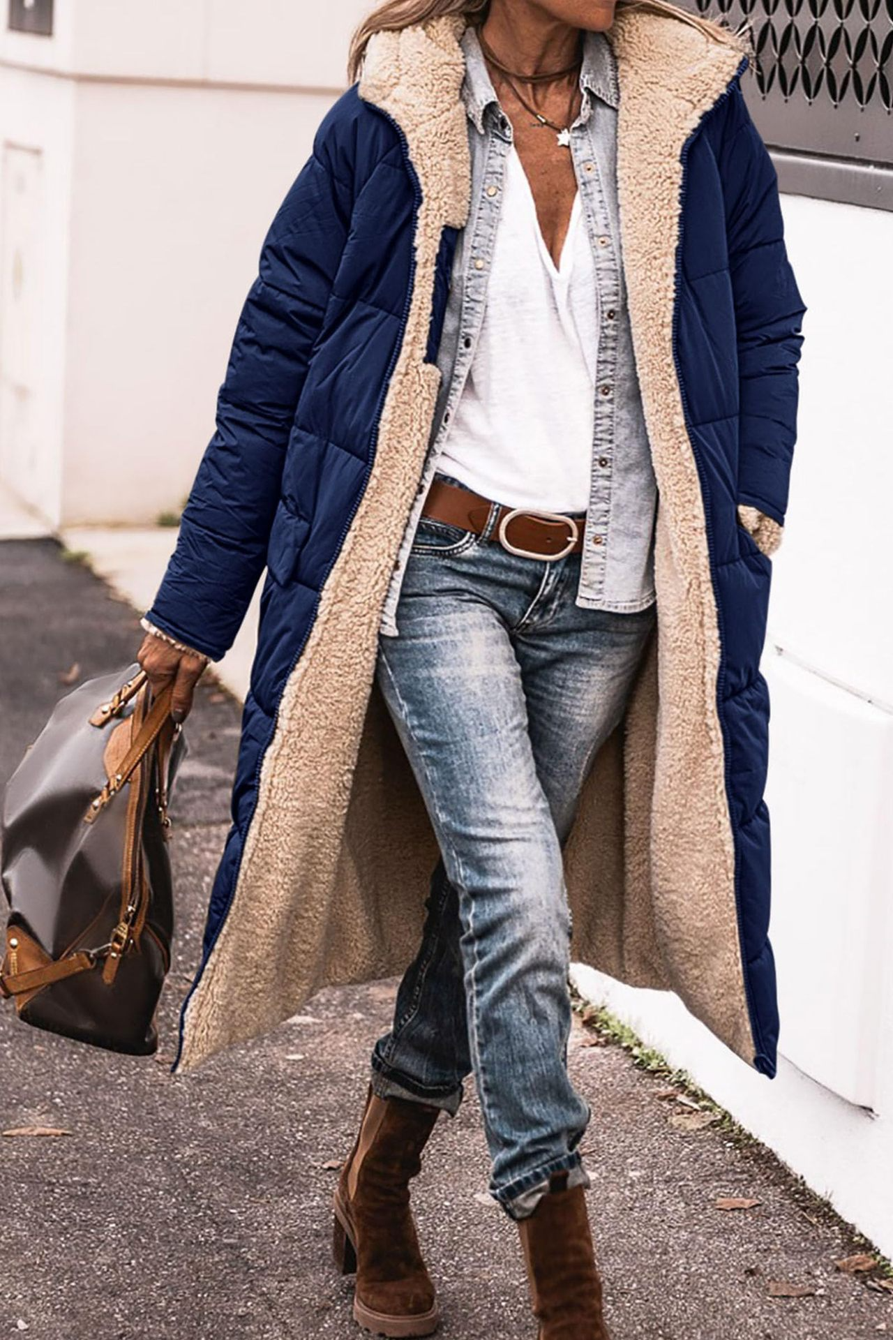 Johna – Palton Reversibil din Sherpa Luxe