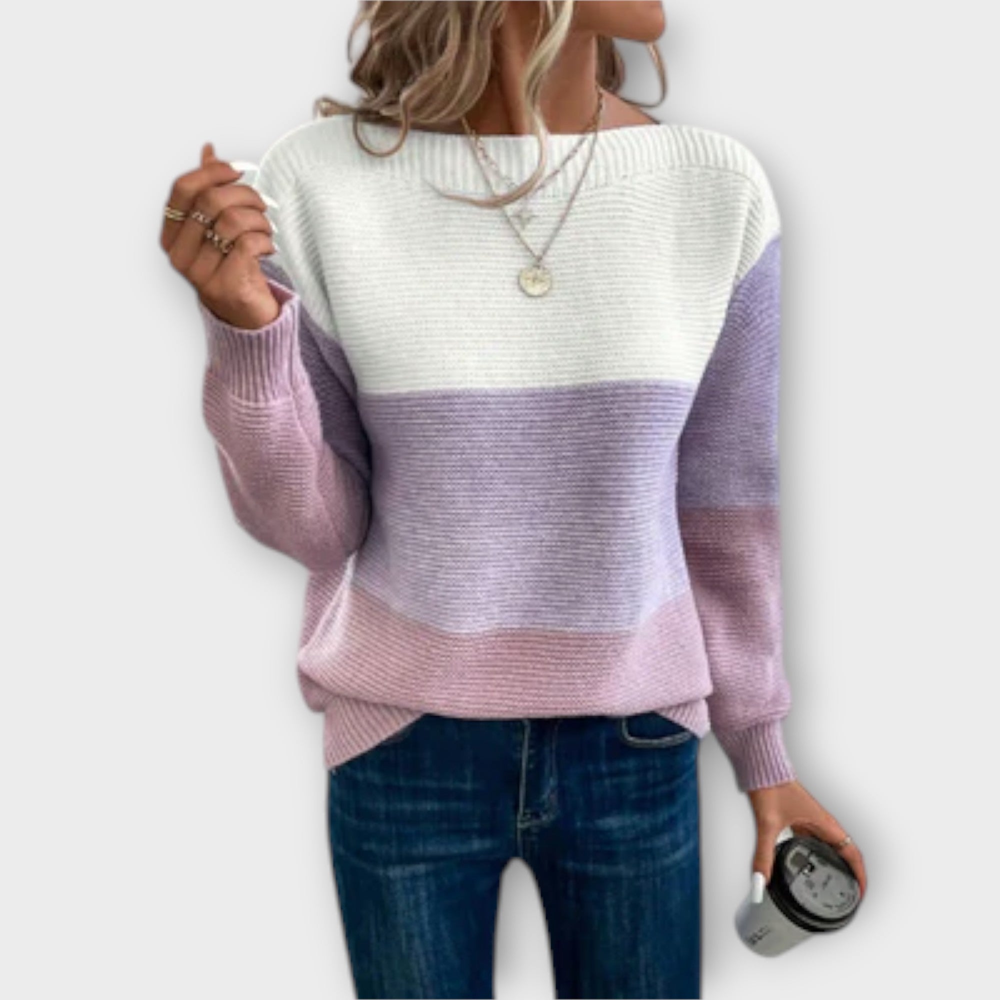 Clara - Pulover Elegant Tricolor din Patchwork