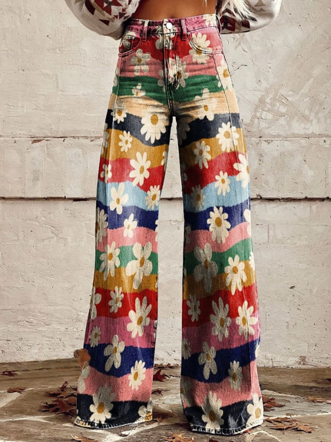 Léon - Pantaloni Retro cu Flori