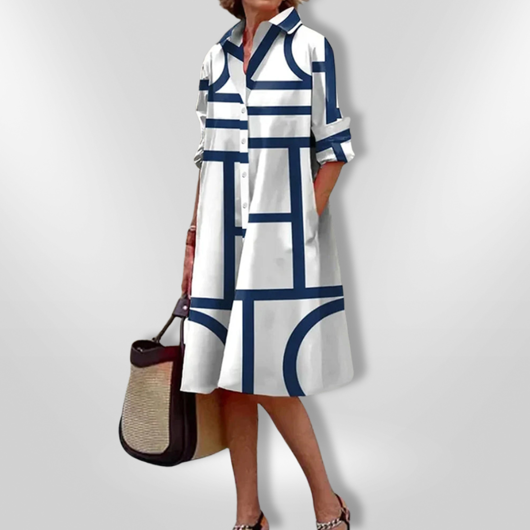 Helena | Rochie Midi cu Model Geometric