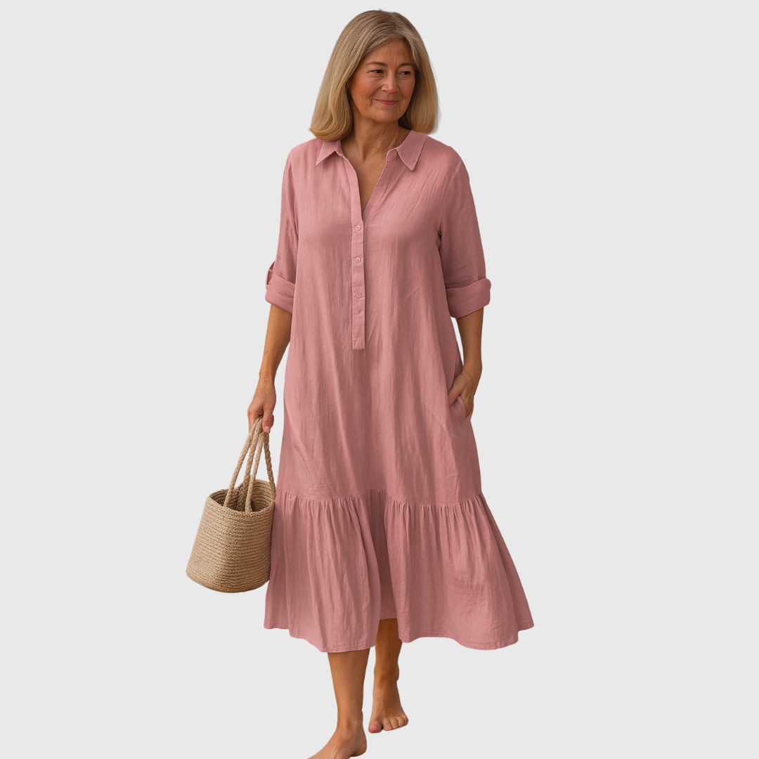Sofia – Rochie cu Guler & Satin Vaporos
