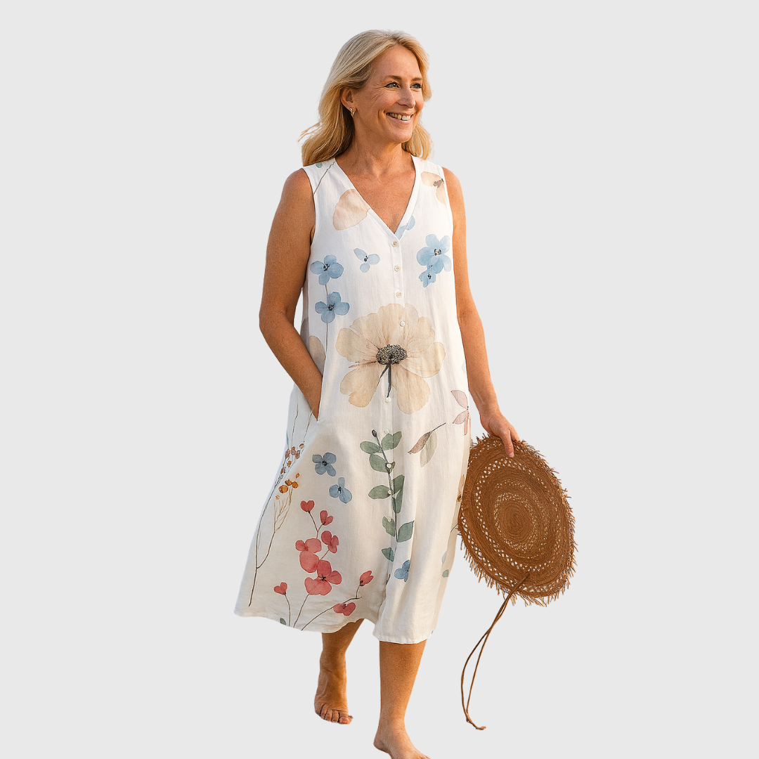 Sofia – Rochie de Vară fără Mâneci cu Flori