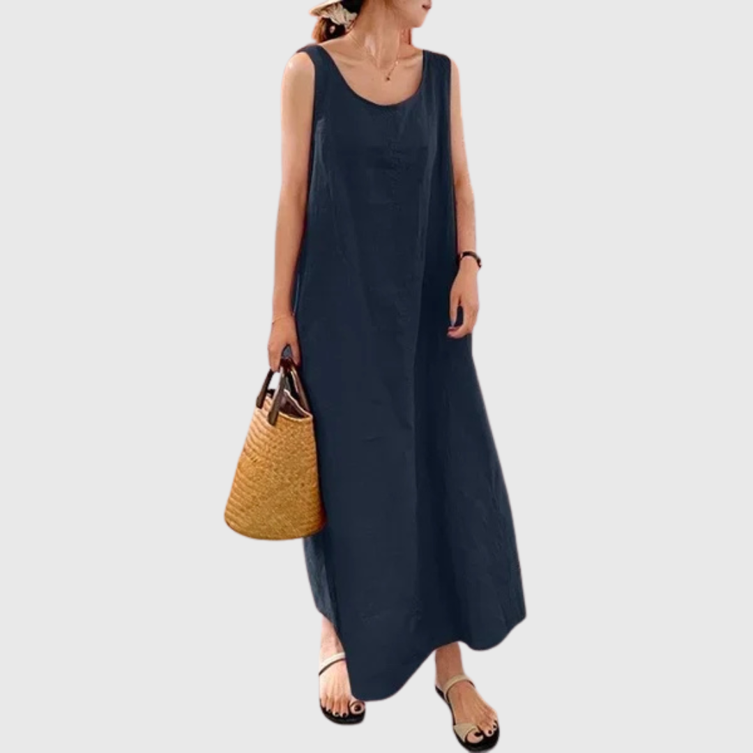 Sofia – Salopetă de Vară Relaxată fără Mâneci cu Stil Minimalist