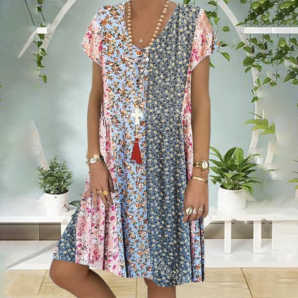 Noa | Rochie de Vară Boho cu Imprimare Florală și Croială în A