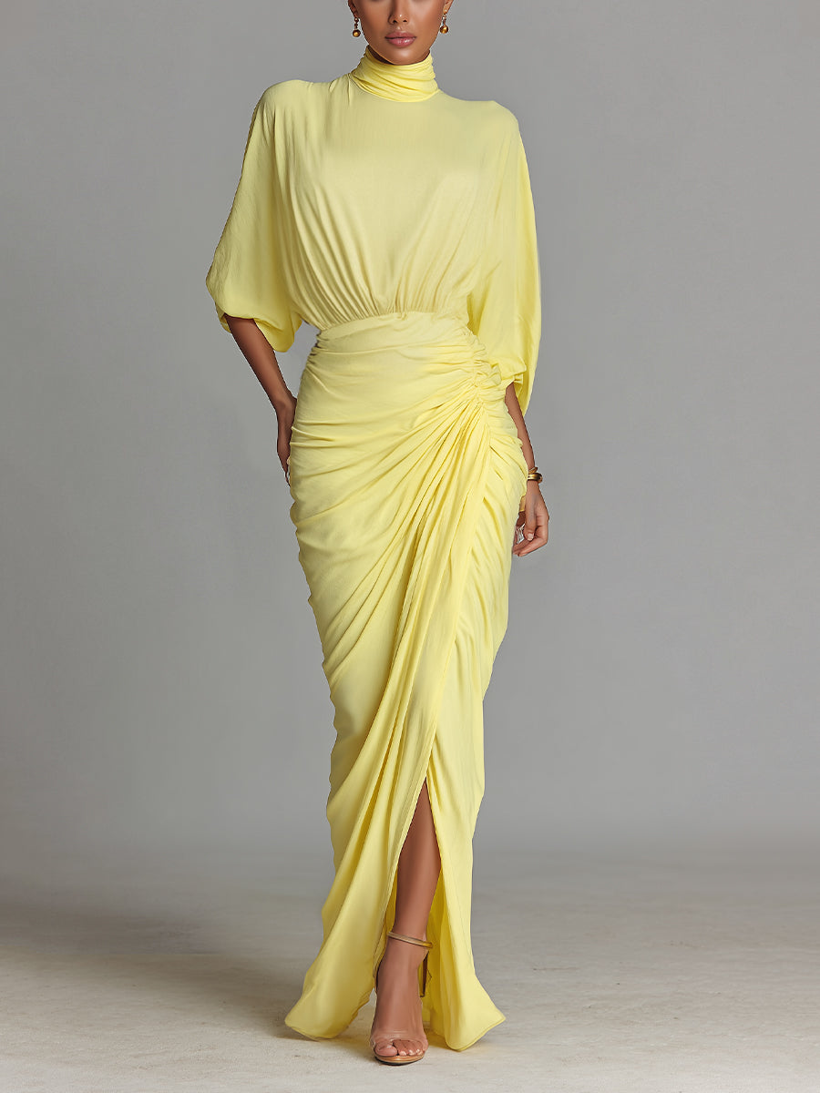 Rochie Maxi Confortabilă în Amestec Galben Aprins
