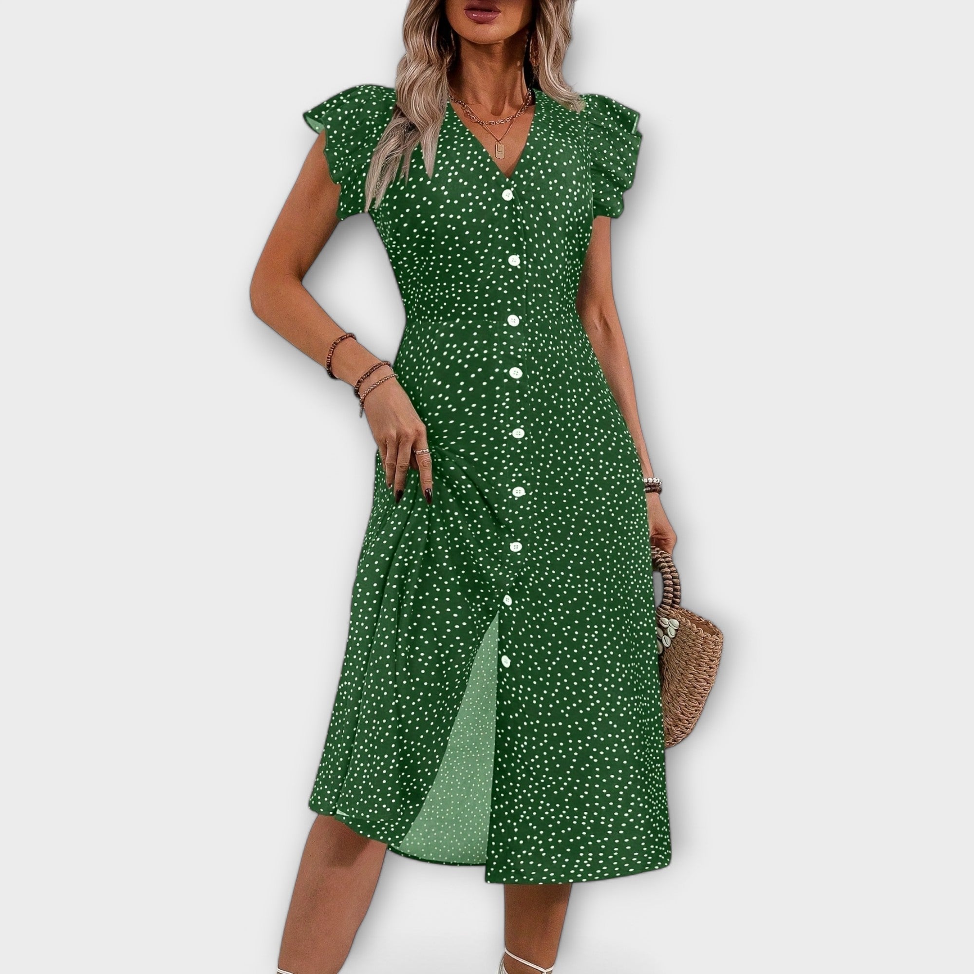 Rochie midi elegantă cu buline