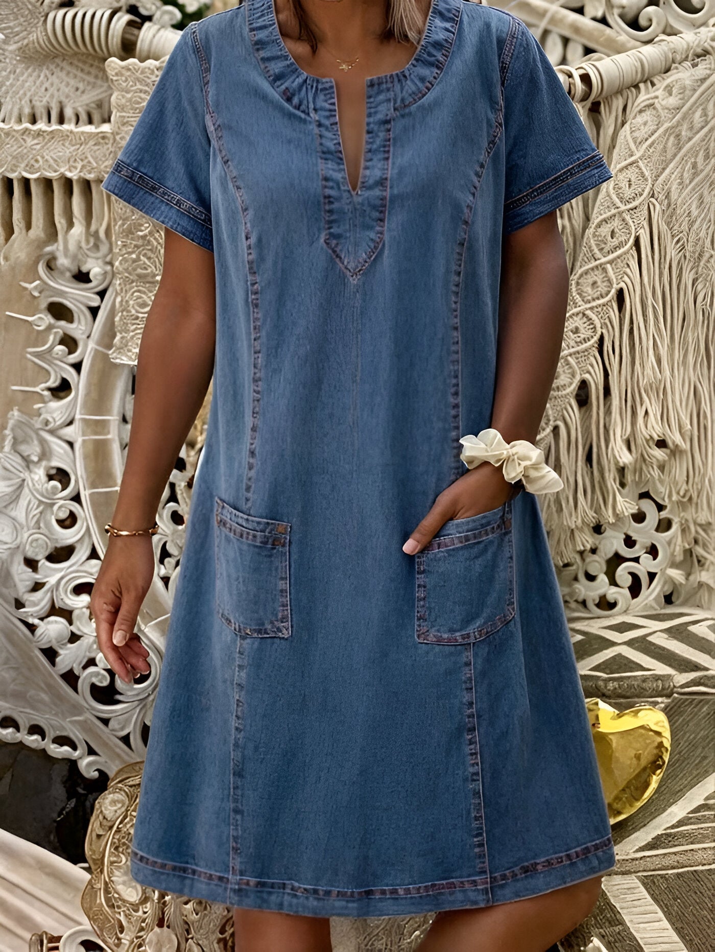 Anouk™ | Rochie din Denim Relaxată