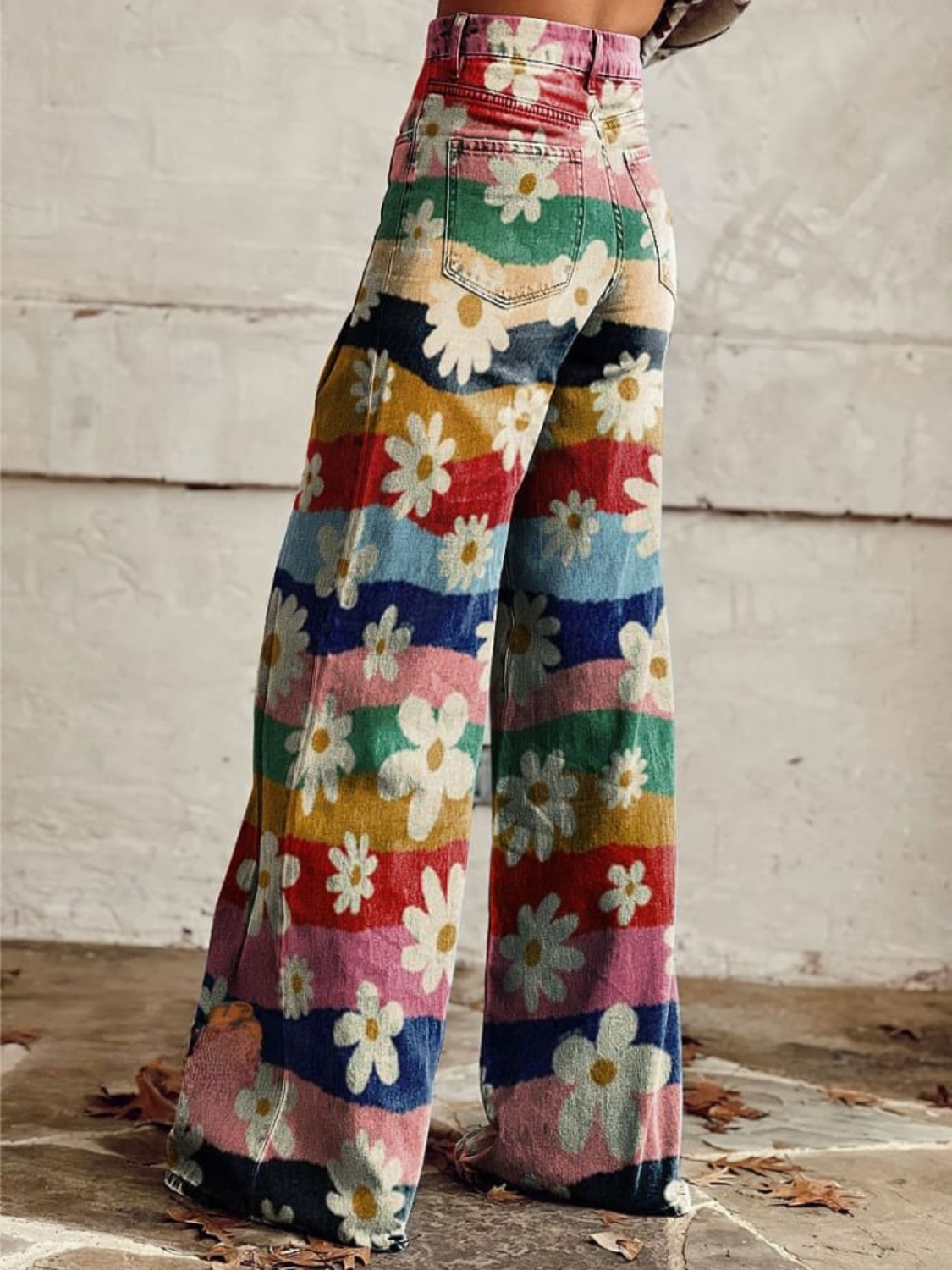 Léon - Pantaloni Retro cu Flori