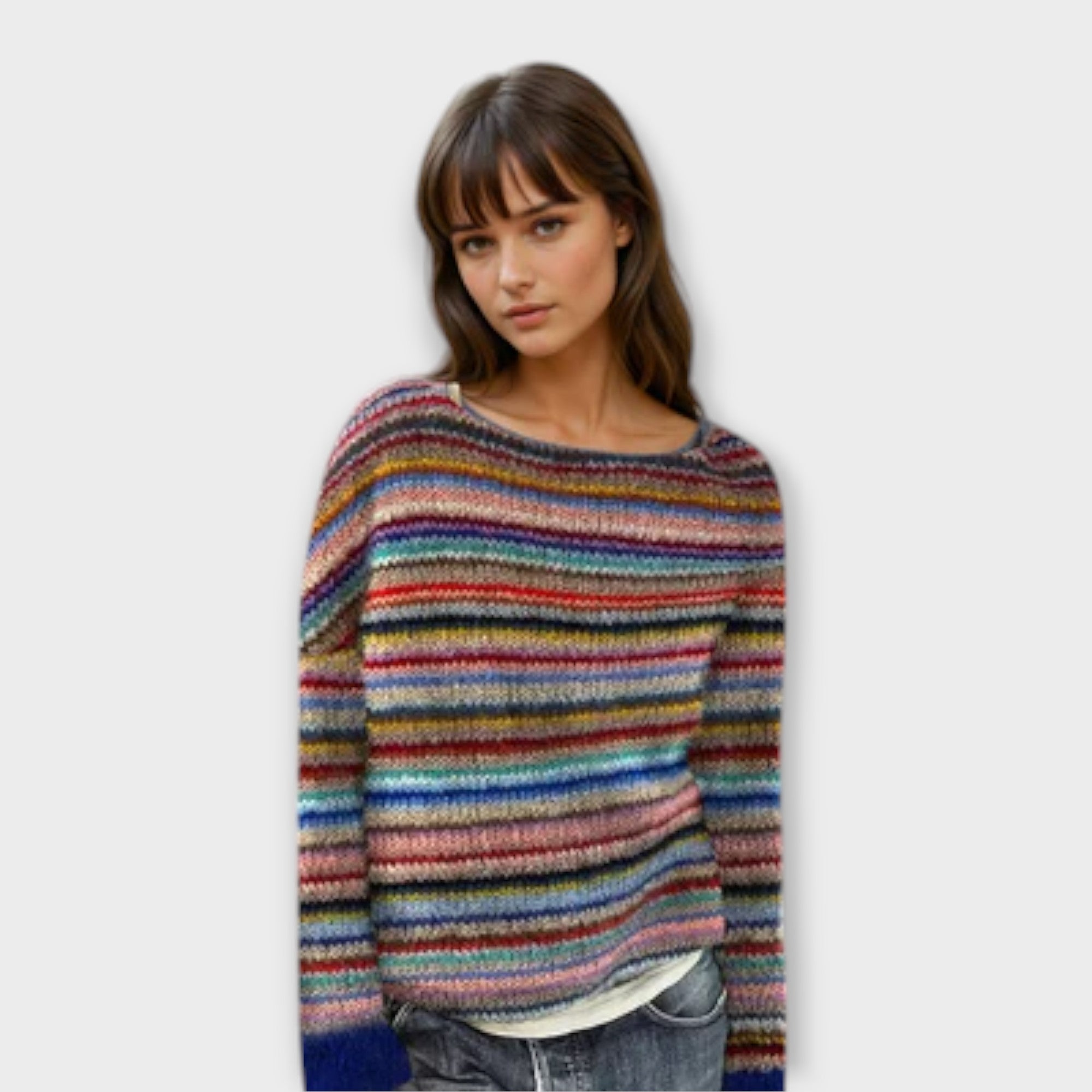 Manonin - Pulover Casual și Confortabil cu Dungi
