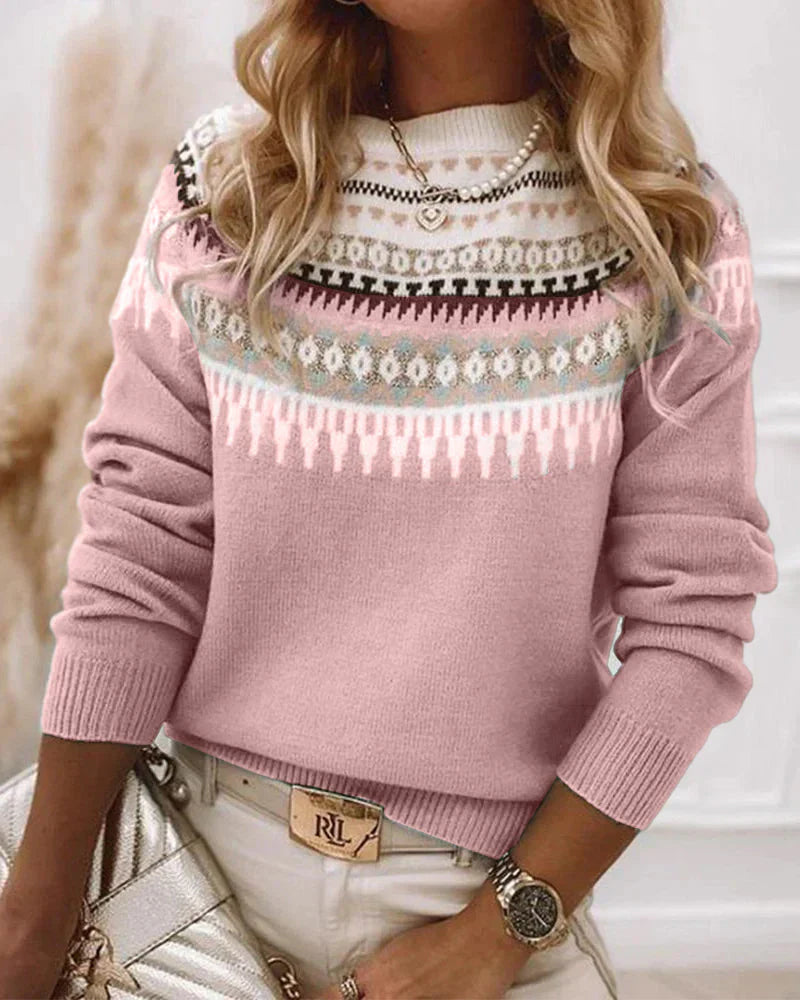 Lena™ - Pulover din bumbac cu design jacquard